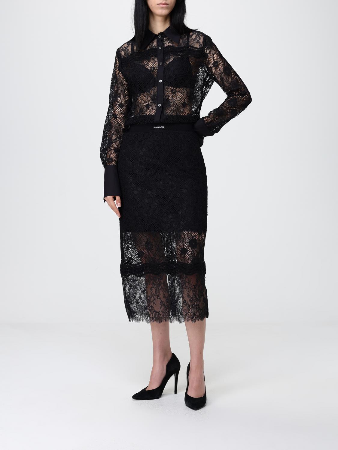 PINKO FALDA: Falda midi Pinko de encaje, Negro - Img 2