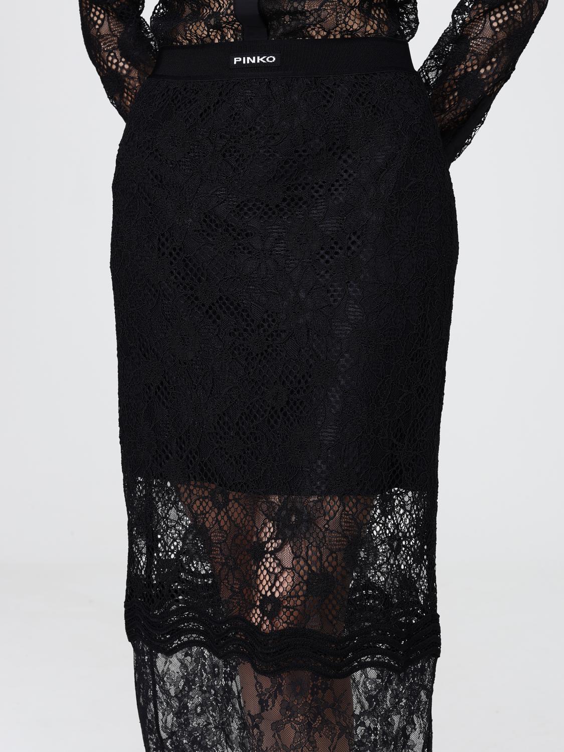 PINKO FALDA: Falda midi Pinko de encaje, Negro - Img 4
