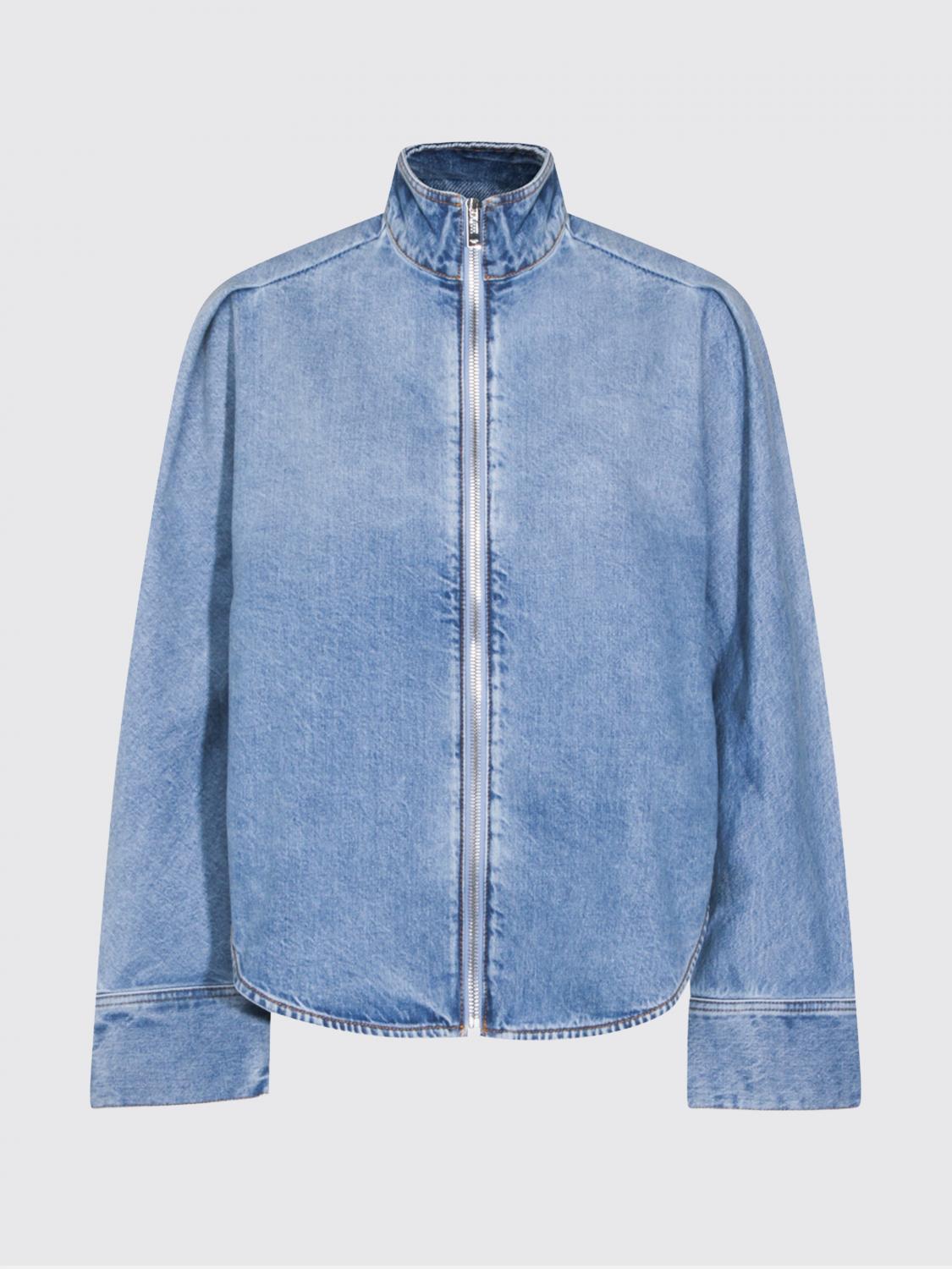 ALAÏA GIACCA: Overshirt con zip AlaÏa in denim , Azzurro - Img 2