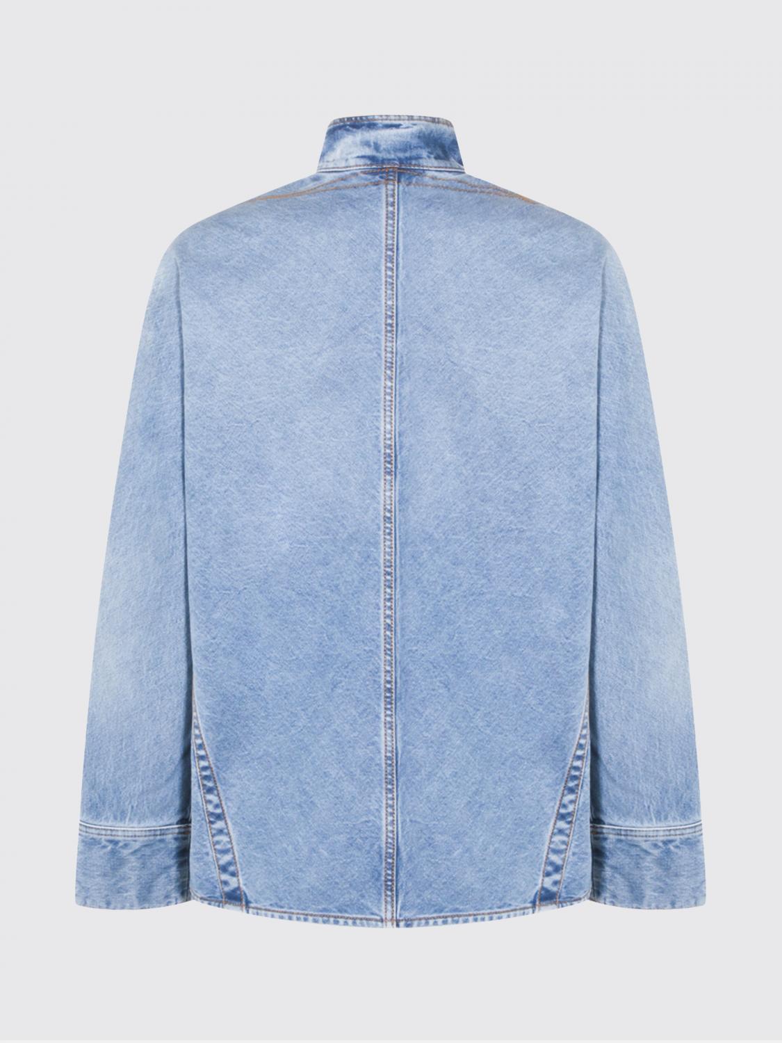 ALAÏA GIACCA: Overshirt con zip AlaÏa in denim , Azzurro - Img 3
