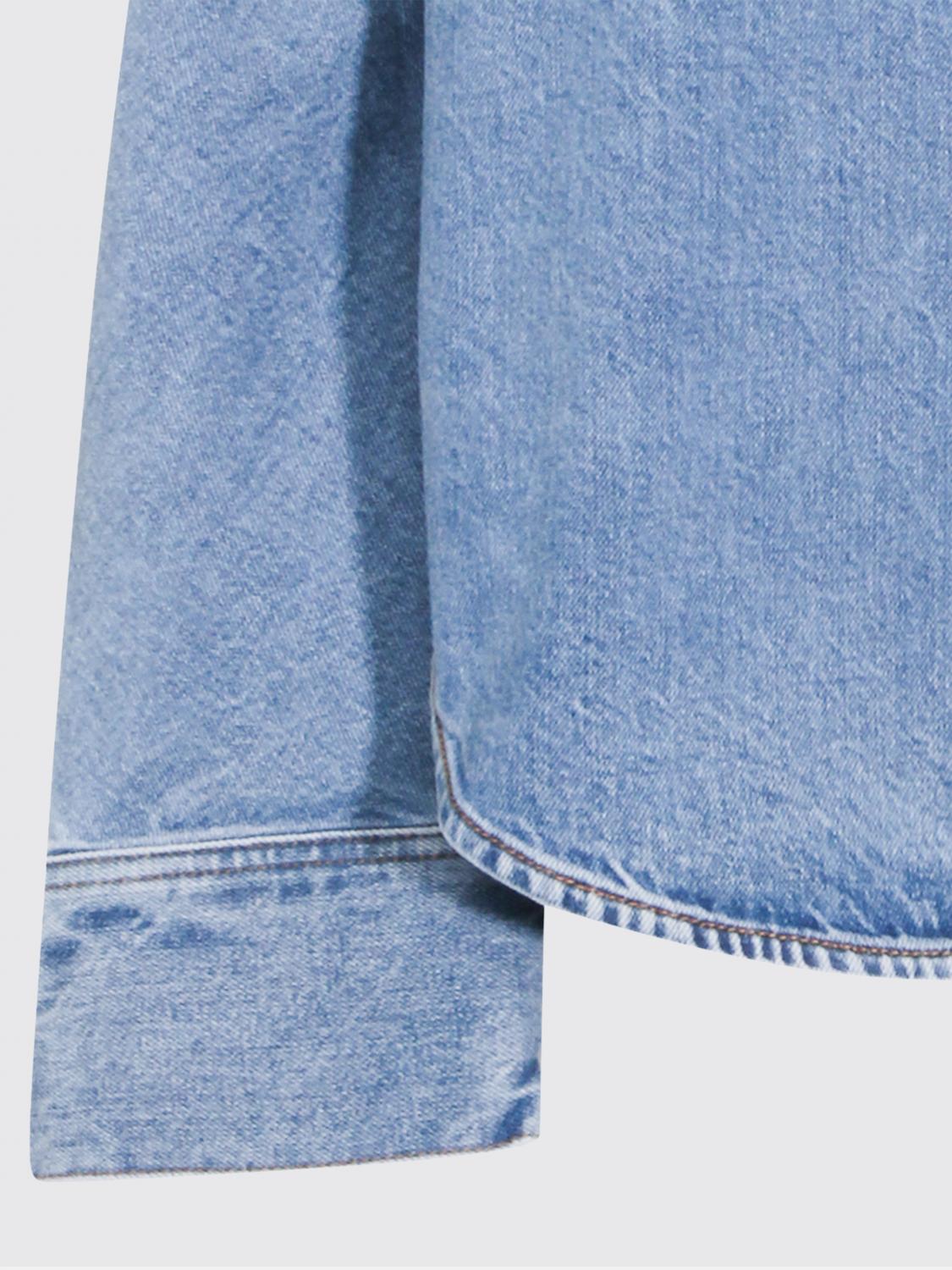 ALAÏA GIACCA: Overshirt con zip AlaÏa in denim , Azzurro - Img 4