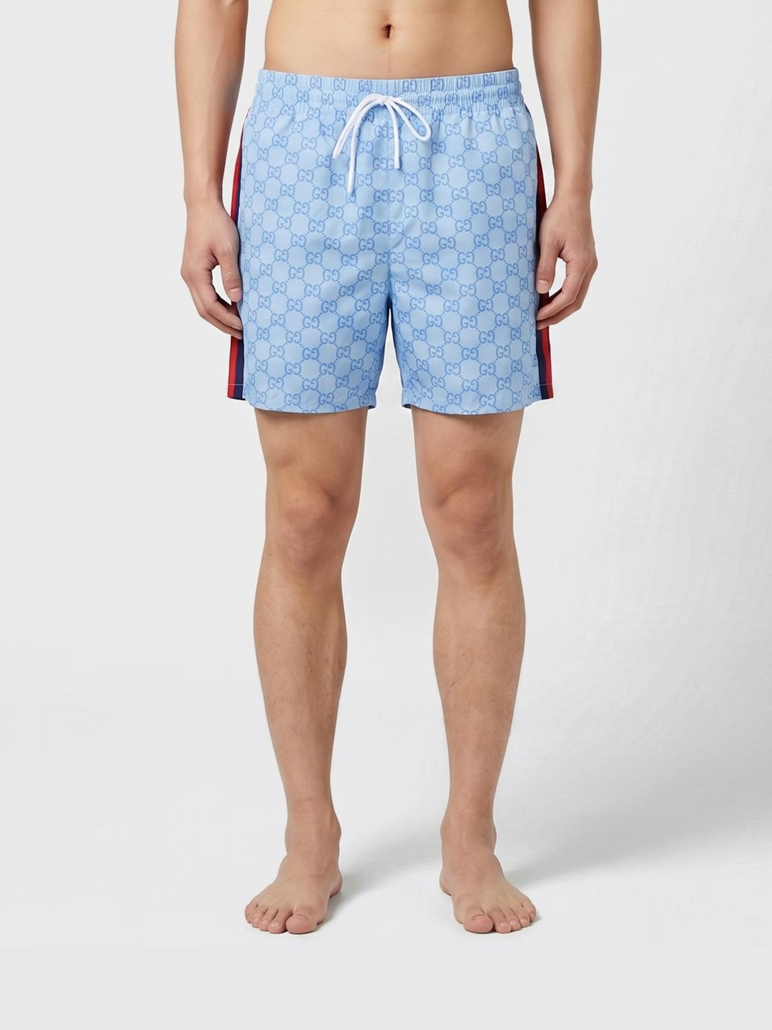 GUCCI BADEMODE: GG Nylon-Badeanzug Gucci, Hellblau - Img 1