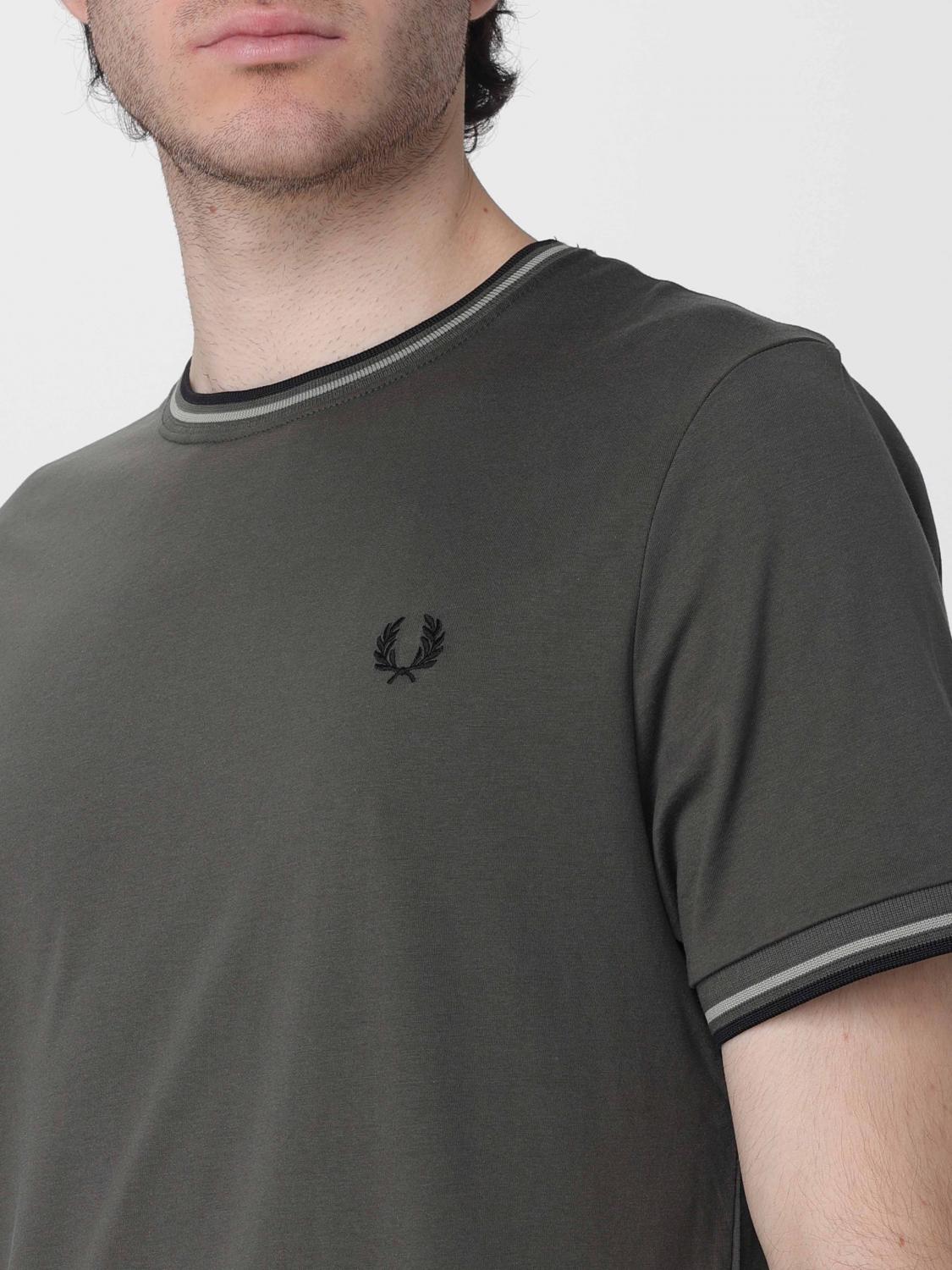 FRED PERRY CAMISETA: Camiseta de algodón Fred Perry con mini logo bordado, Verde - Img 3