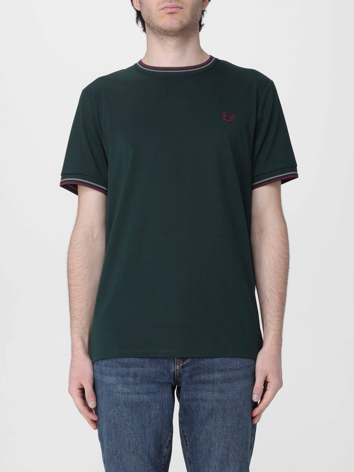 FRED PERRY CAMISETA: Camiseta de algodón Fred Perry con mini logo bordado, Azul Oscuro 2 - Img 1