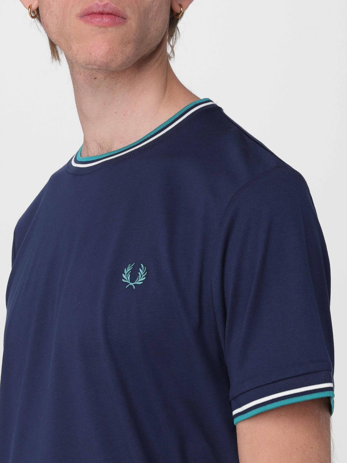 FRED PERRY CAMISETA: Camiseta de algodón Fred Perry con mini logo bordado, Azul Oscuro 3 - Img 3