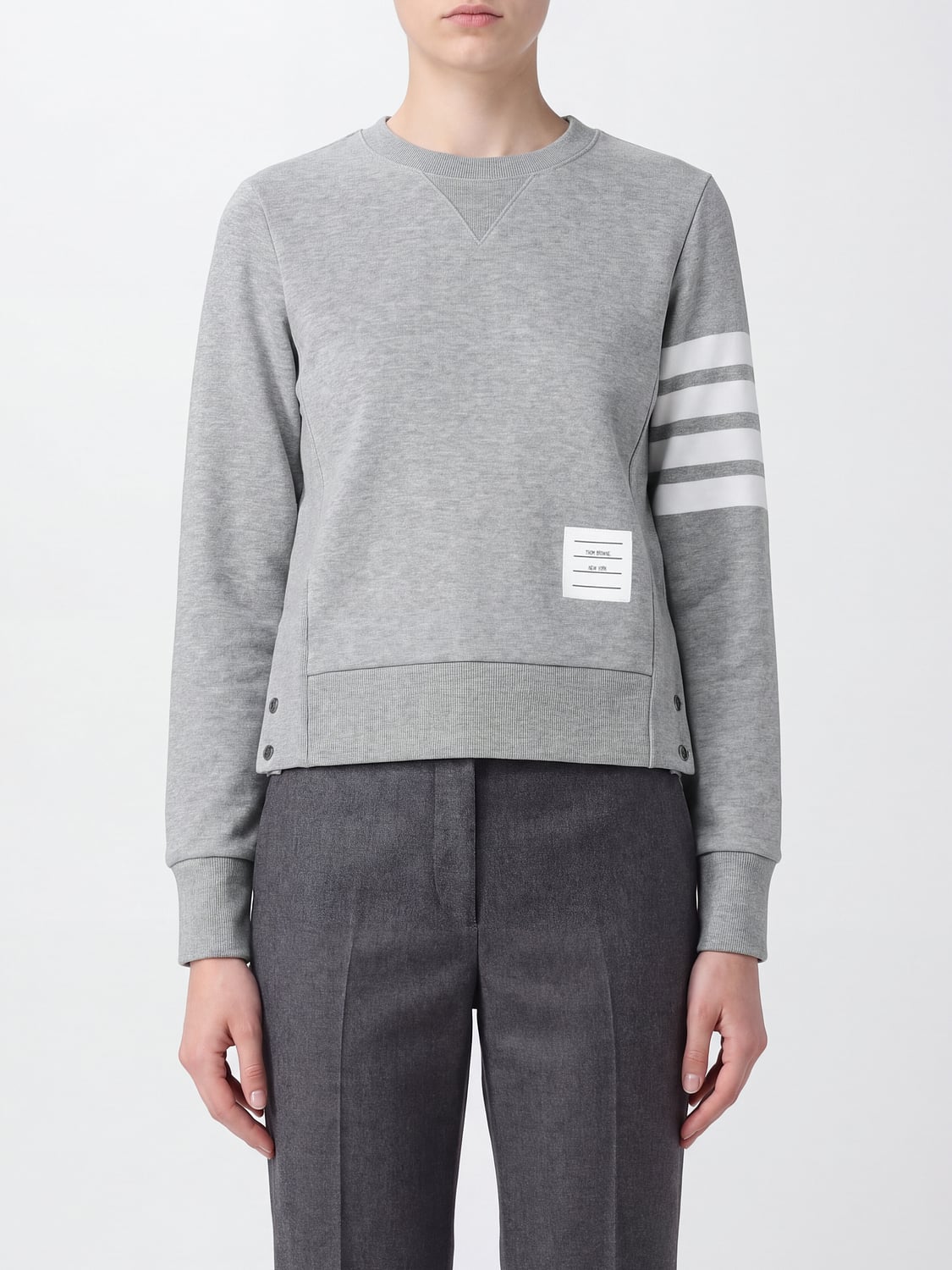 THOM BROWNE SUDADERA: Sudadera de algodón 4-Bar Thom Browne, Gris - Img 1