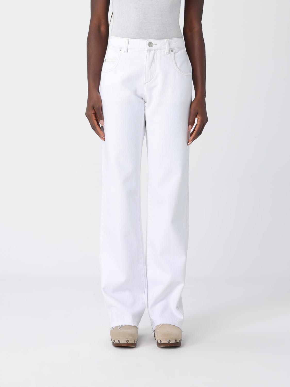 ISABEL MARANT VAQUEROS: Jeans rectos de denim de algodón Isabel Marant, Blanco - Img 1