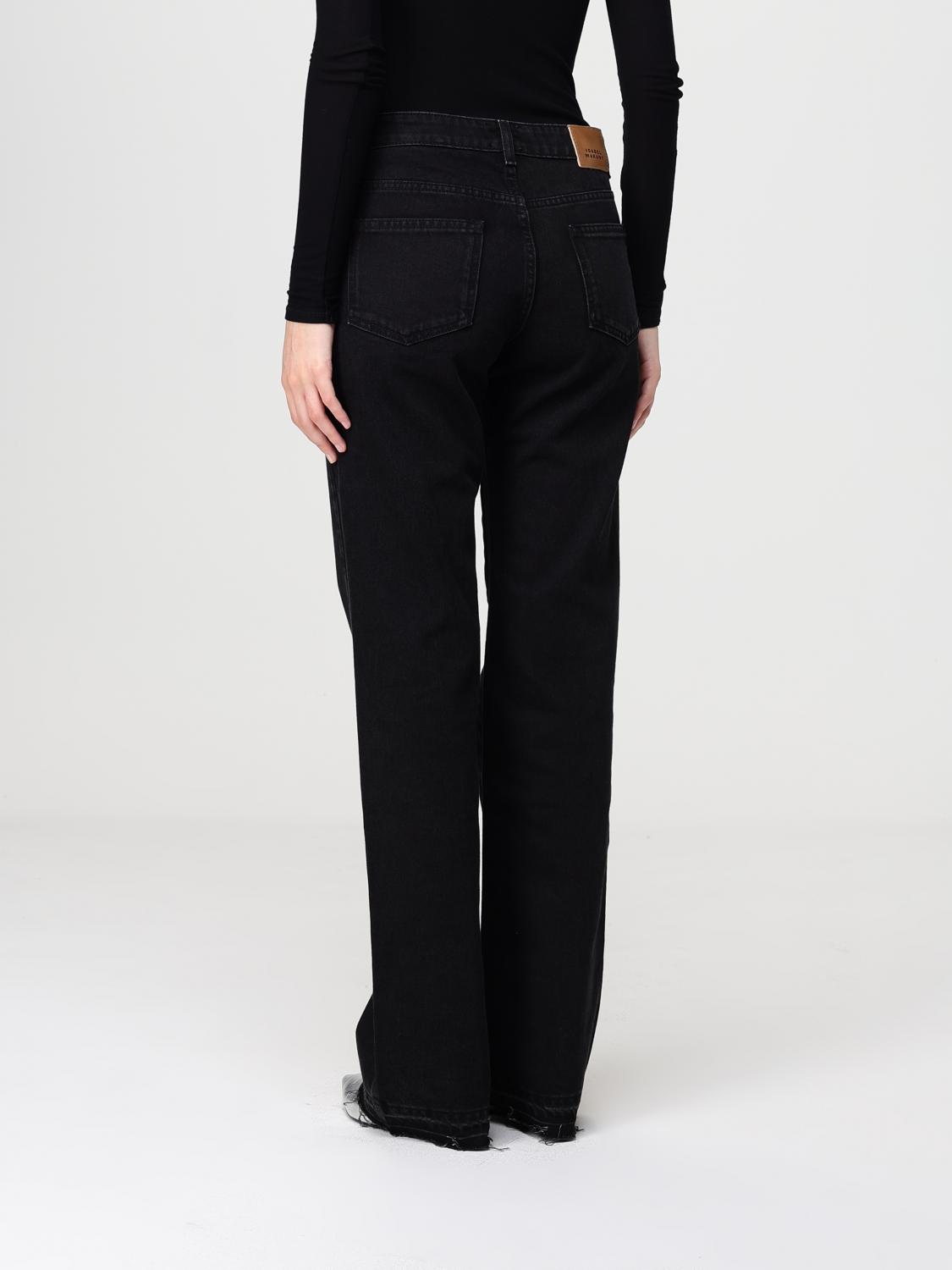 ISABEL MARANT VAQUEROS: Jeans rectos de denim de algodón Isabel Marant, Negro - Img 2