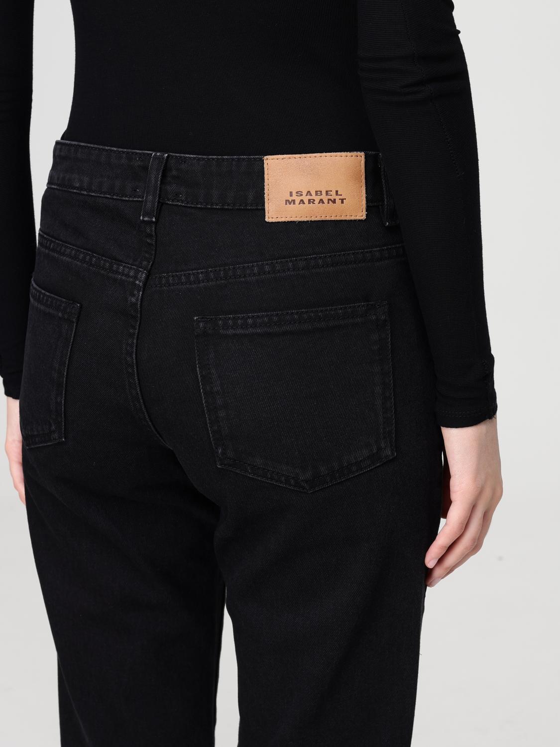 ISABEL MARANT VAQUEROS: Jeans rectos de denim de algodón Isabel Marant, Negro - Img 3
