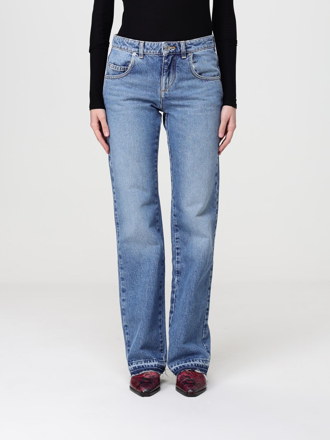ISABEL MARANT VAQUEROS: Jeans rectos de denim de algodón Isabel Marant, Celeste - Img 1