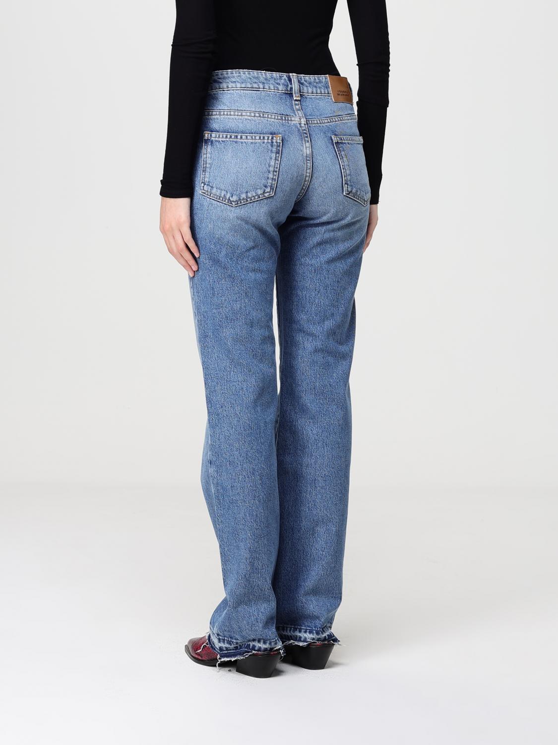 ISABEL MARANT VAQUEROS: Jeans rectos de denim de algodón Isabel Marant, Celeste - Img 2