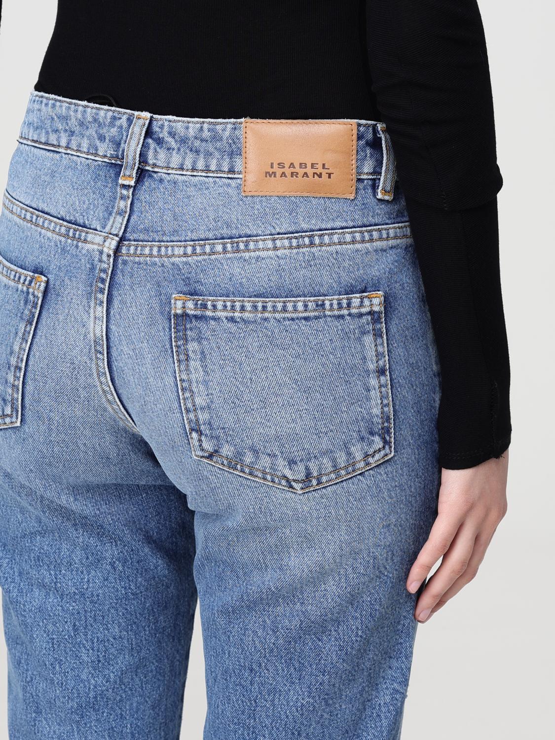ISABEL MARANT VAQUEROS: Jeans rectos de denim de algodón Isabel Marant, Celeste - Img 3