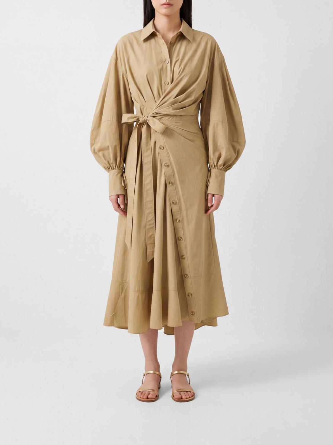 ZIMMERMANN VESTIDO: Vestido camisero Zimmermann de algodón, Oliva - Img 1