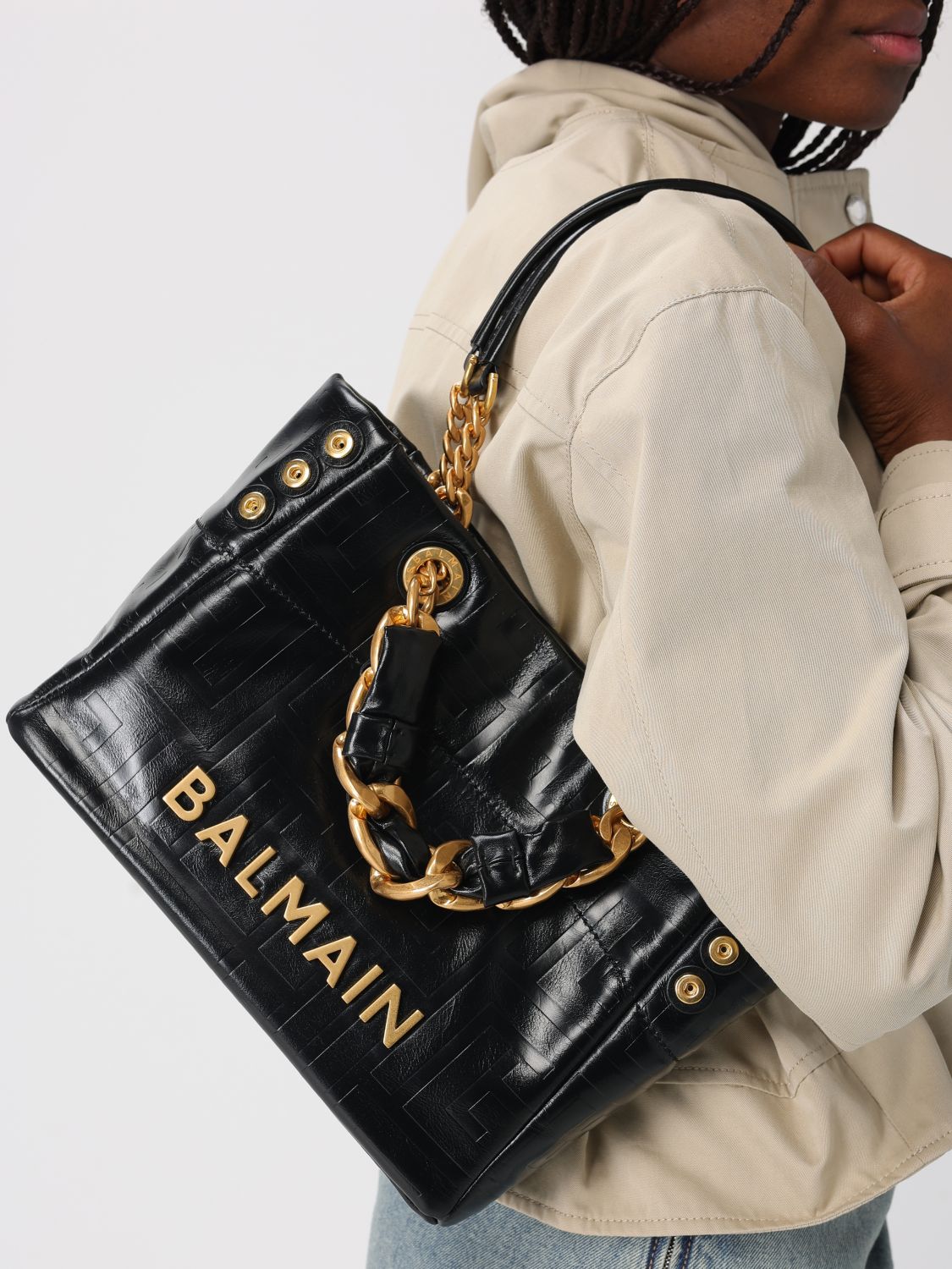 BALMAIN BORSA A SPALLA: Borsa a spalla donna Balmain, Nero - Img 2