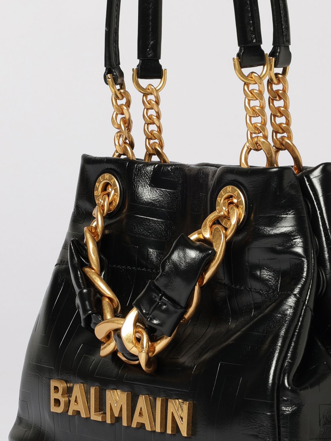 BALMAIN BORSA A SPALLA: Borsa a spalla donna Balmain, Nero - Img 4