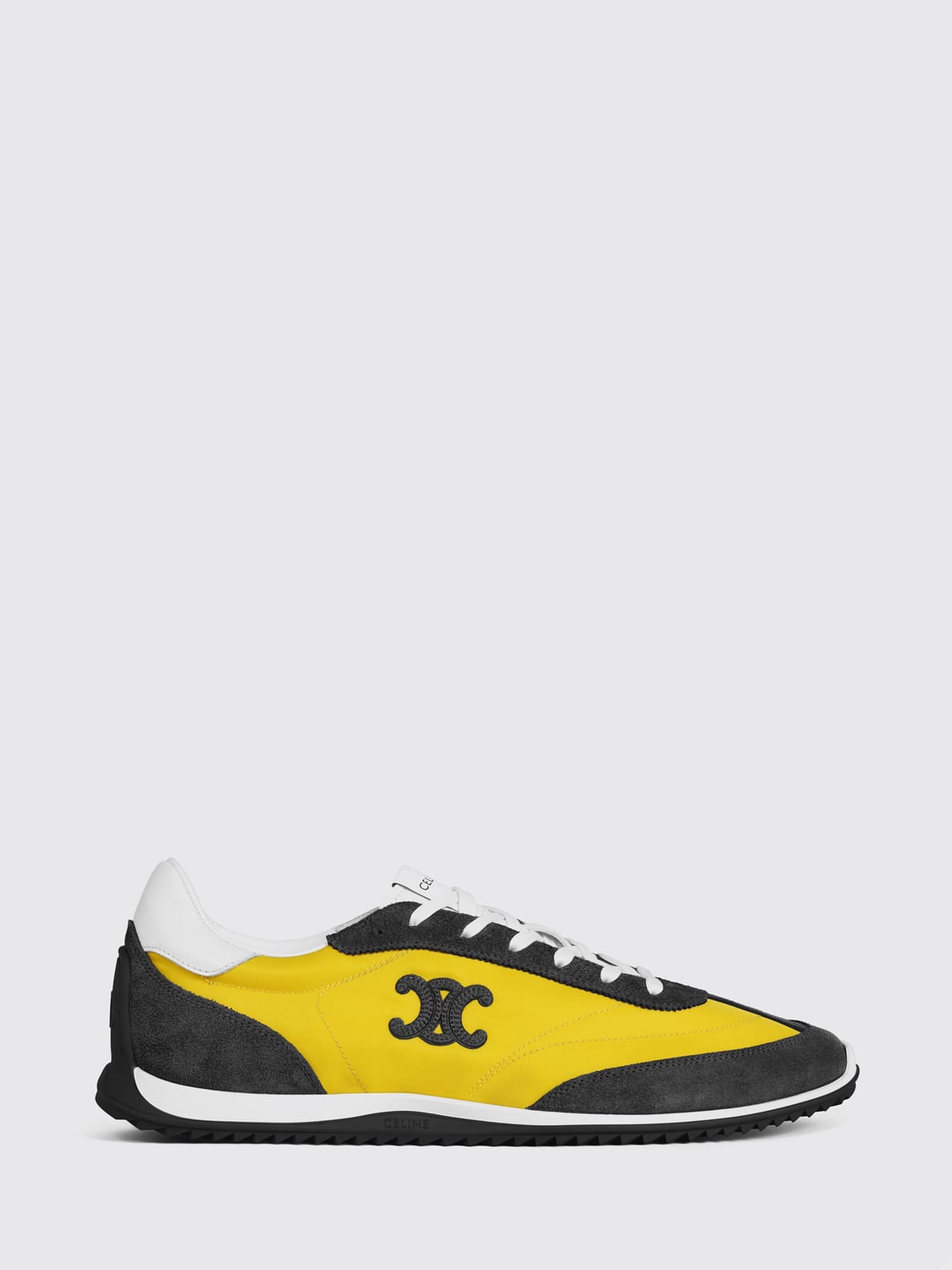 CELINE BASKETS: Sneakers en cuir de veau et tissu avec logo Celine, Jaune - Img 1