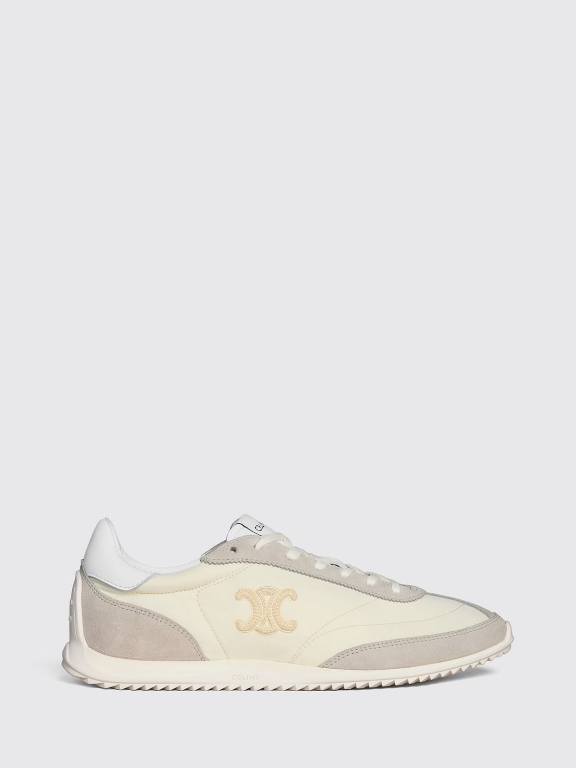 CELINE BASKETS: Sneakers en cuir de veau et tissu avec logo Celine, Crème - Img 1