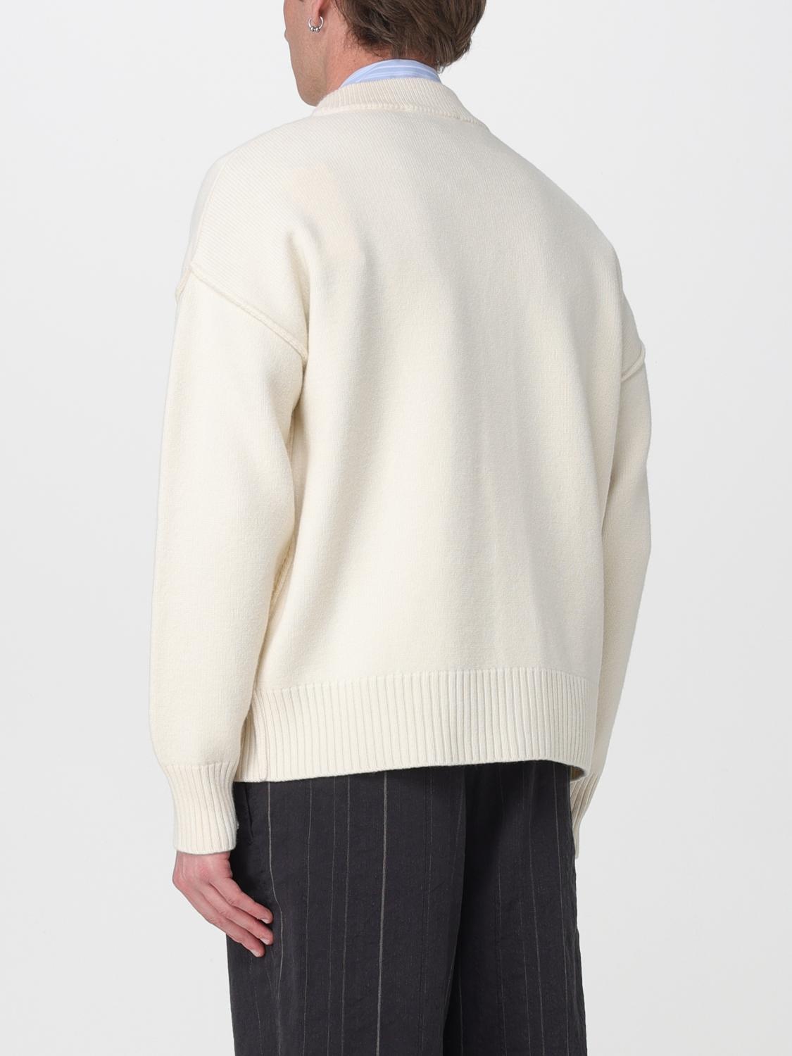 AMI PARIS MAGLIA: Cardigan di lana con logo Ami Paris, Bianco - Img 3