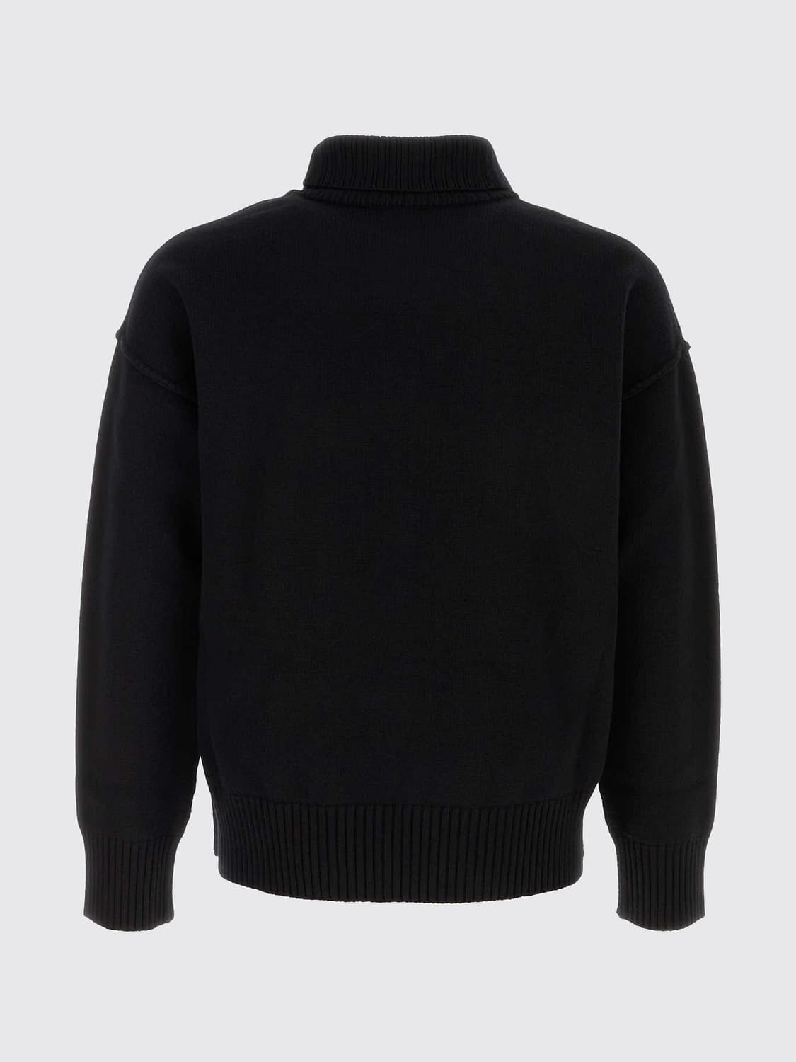 AMI PARIS SWEATER: Turtleneck Pullover Ami Paris in Wool with Logo, Black - Img 3