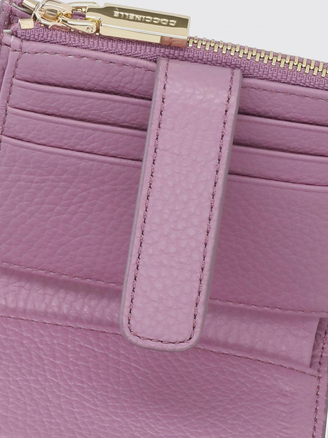 COCCINELLE GELDBÖRSE: Metallic genarbtes Lederportemonnaie Coccinelle, Violett - Img 3