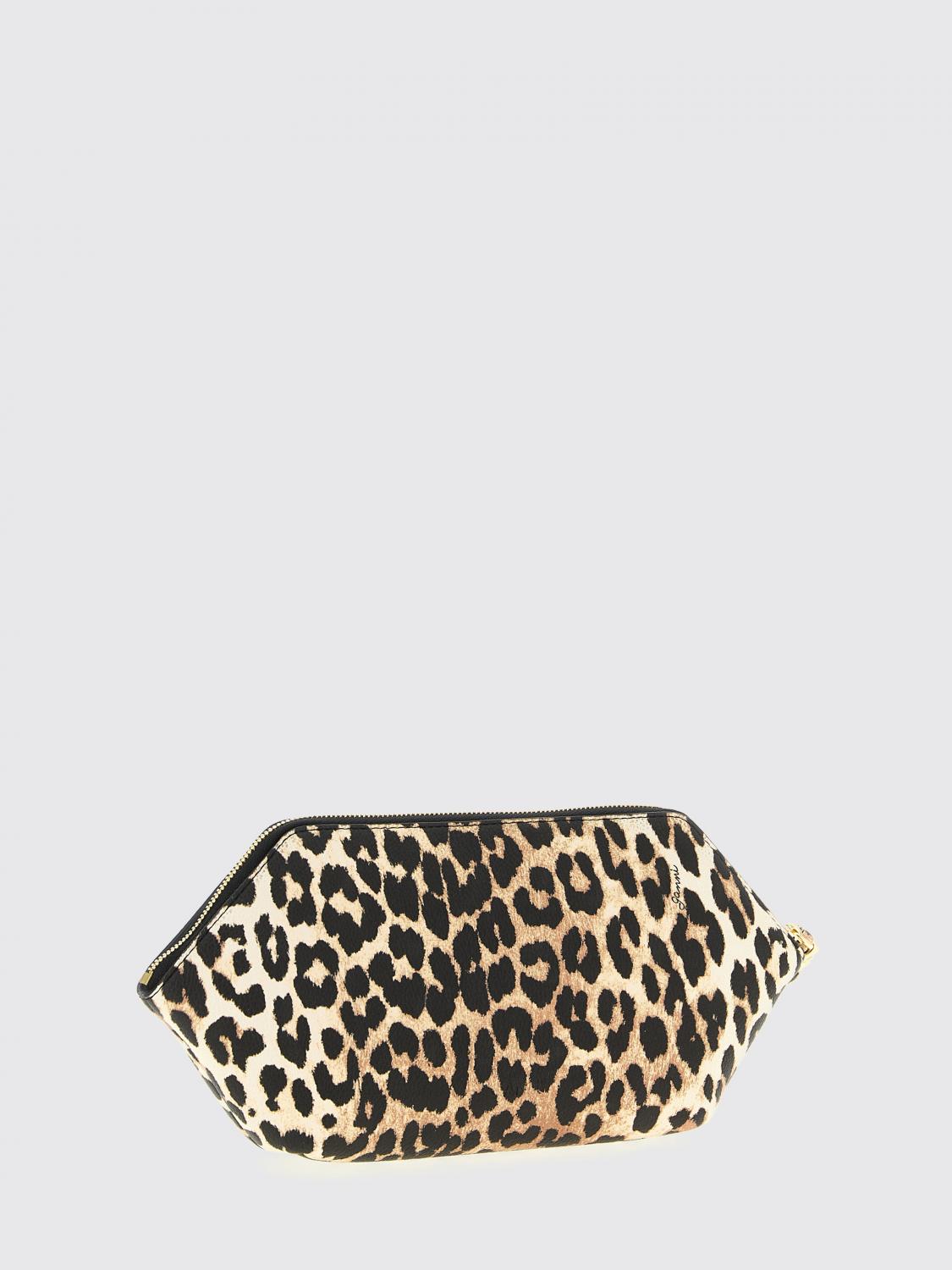 GANNI ACCESSORI BEAUTY: Beauty case Bou Ganni in pelle sintetica animalier , Marrone - Img 2
