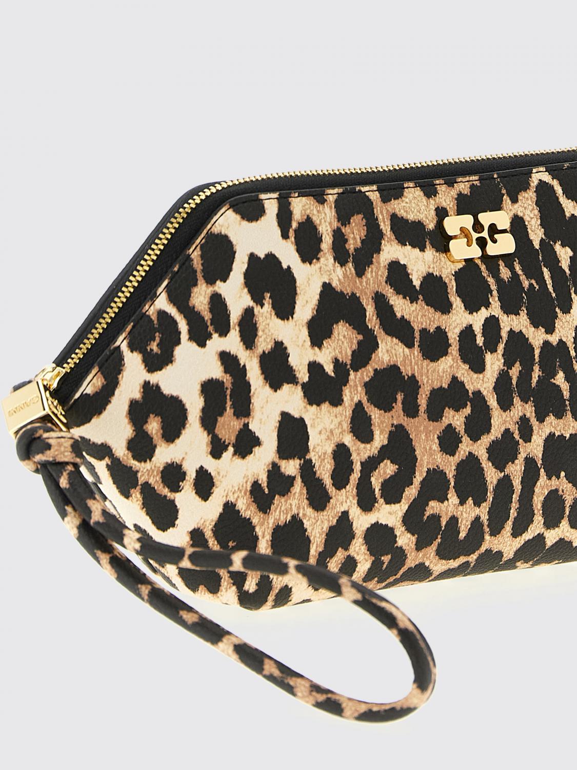 GANNI ACCESSORI BEAUTY: Beauty case Bou Ganni in pelle sintetica animalier , Marrone - Img 3