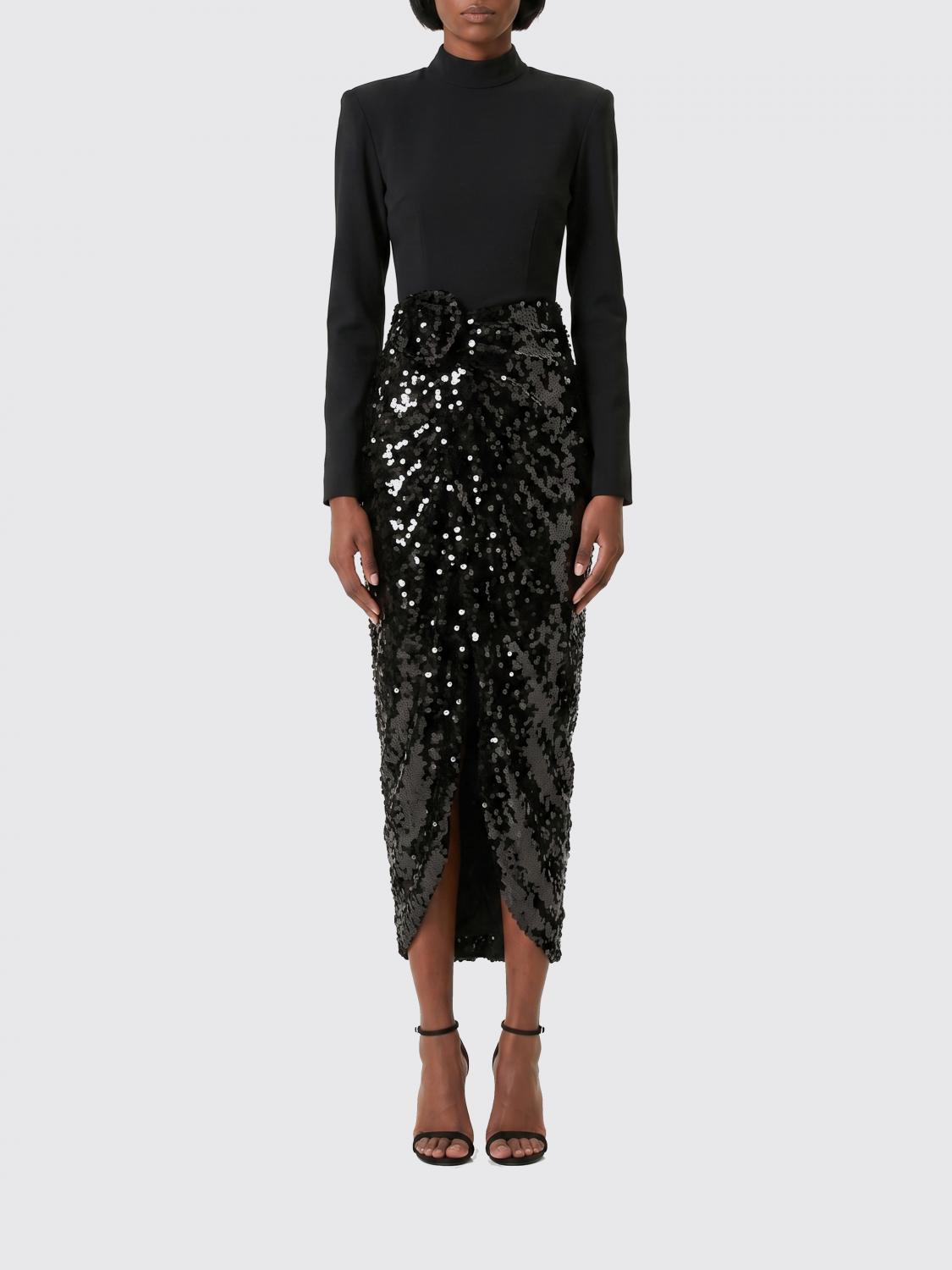 ROTATE ABITO: Abito midi Rotate in jersey con paillettes , Nero - Img 1
