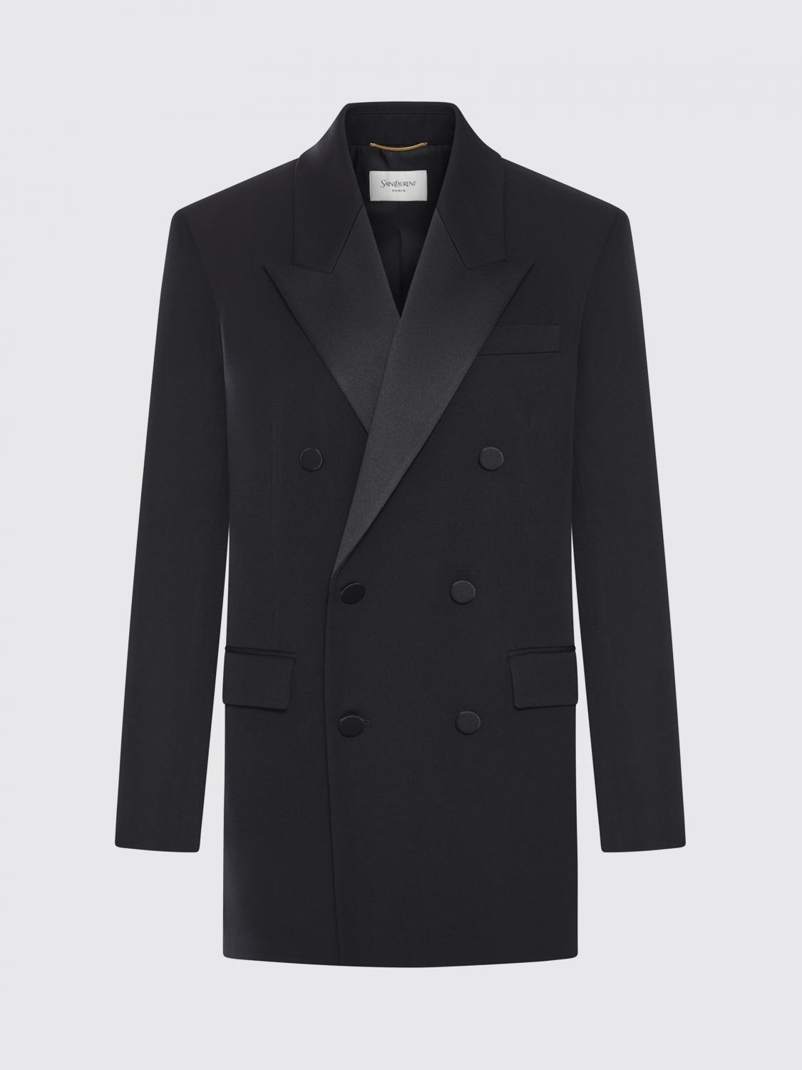 SAINT LAURENT GIACCA: Blazer a doppiopetto di lana Saint Laurent, Nero - Img 2