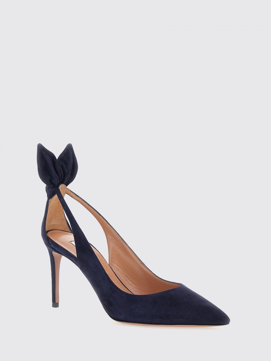 AQUAZZURA DÉCOLLETÉ: Décolleté Bow Tie Aquazzura in camoscio , Blue - Img 2