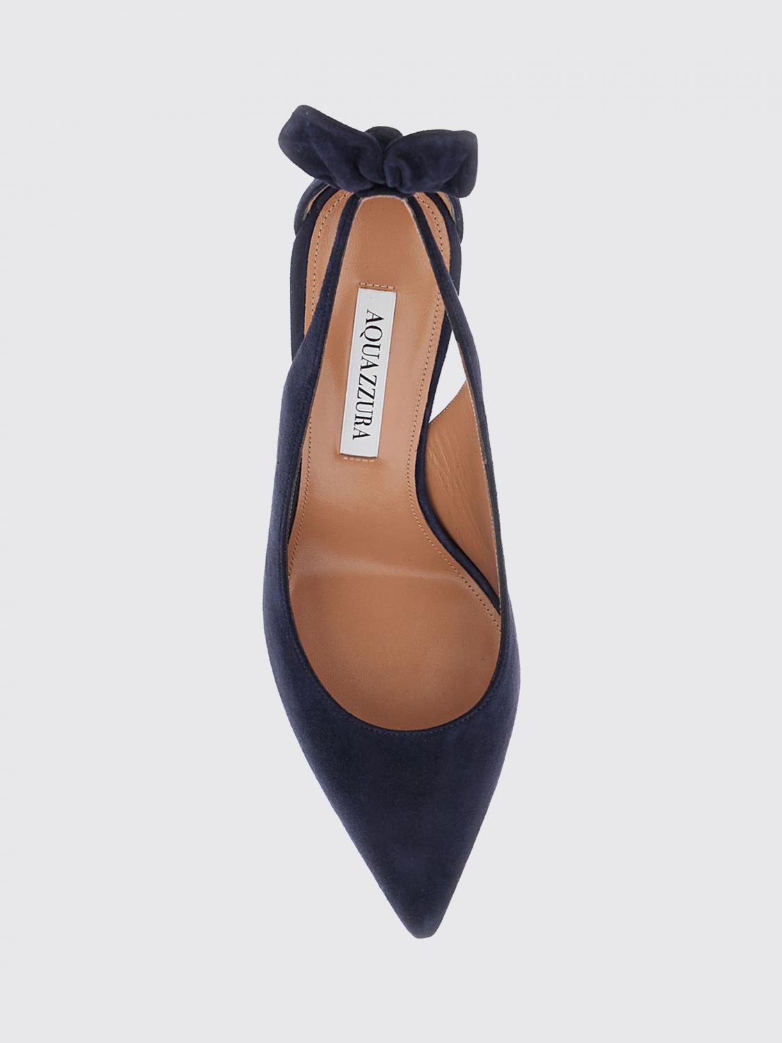 AQUAZZURA DÉCOLLETÉ: Décolleté Bow Tie Aquazzura in camoscio , Blue - Img 4