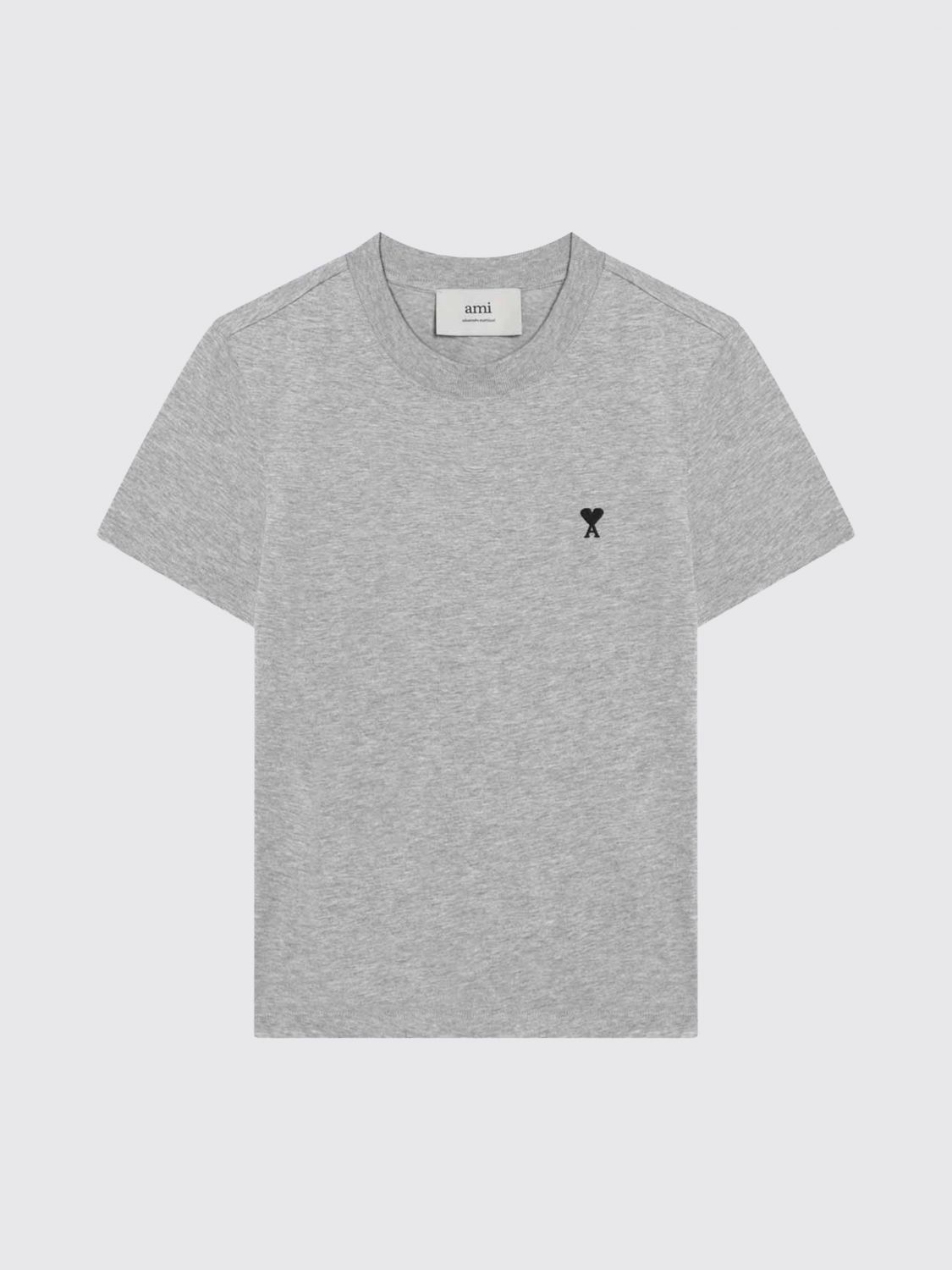 AMI PARIS CAMISETA: Camiseta de algodón con logo Ami Paris, Gris - Img 2