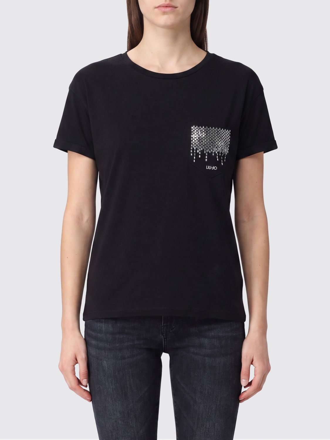 LIU JO T-SHIRTS: T-shirt girocollo Liu Jo in cotone , Nero - Img 1