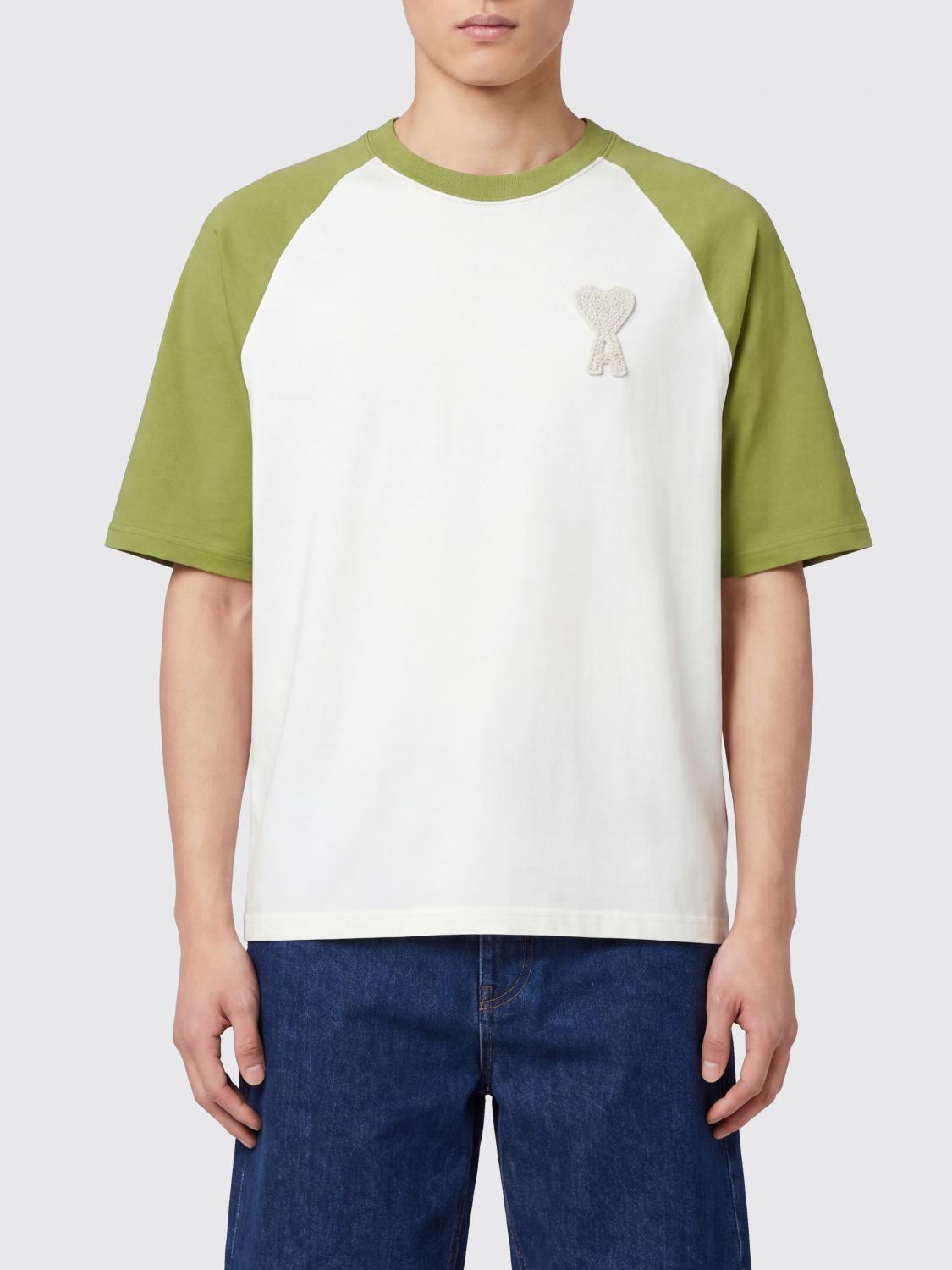 AMI PARIS T-SHIRT: T-shirt Ami Paris in cotone , Beige - Img 1