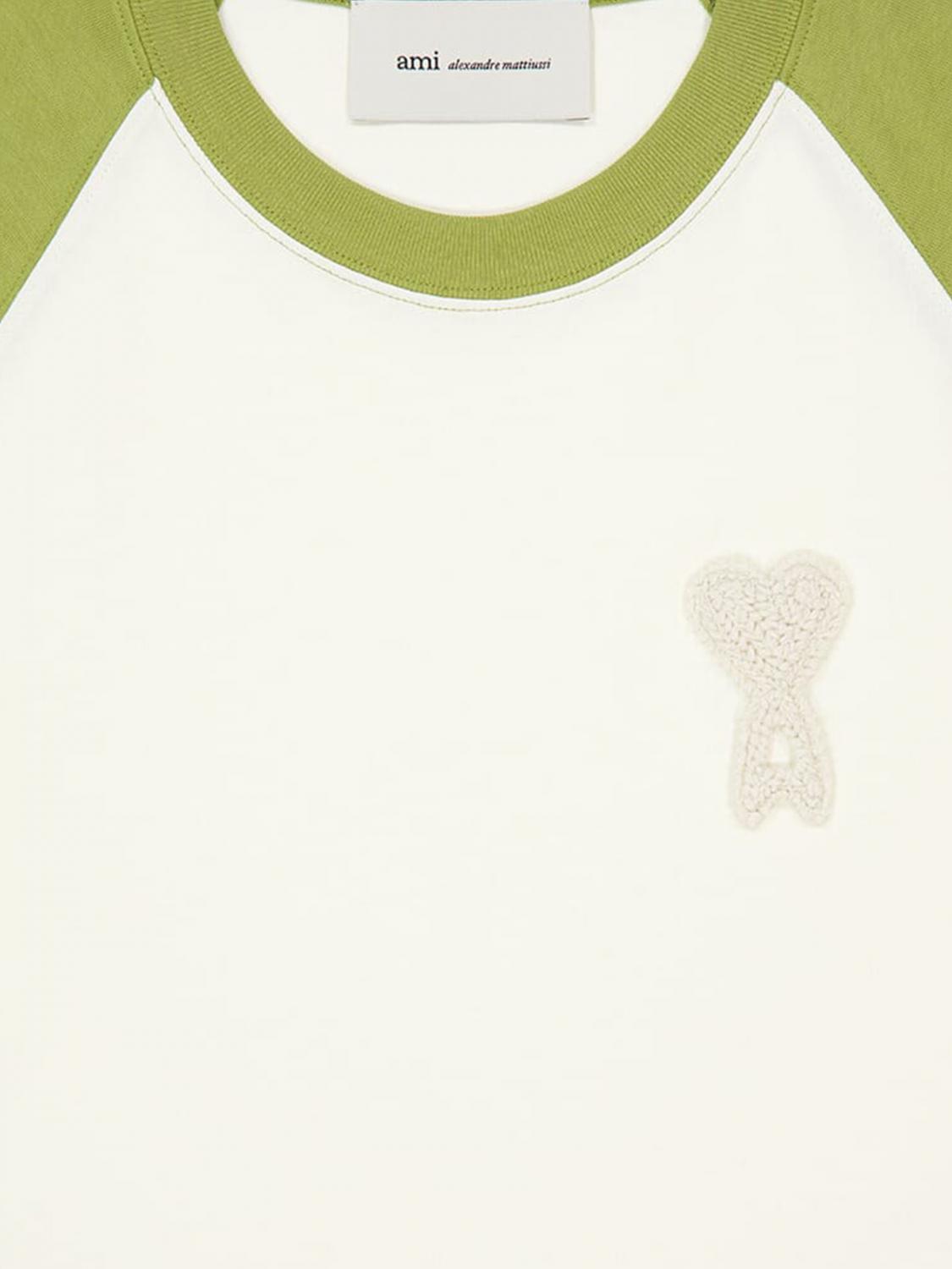 AMI PARIS T-SHIRT: T-shirt Ami Paris in cotone , Beige - Img 4