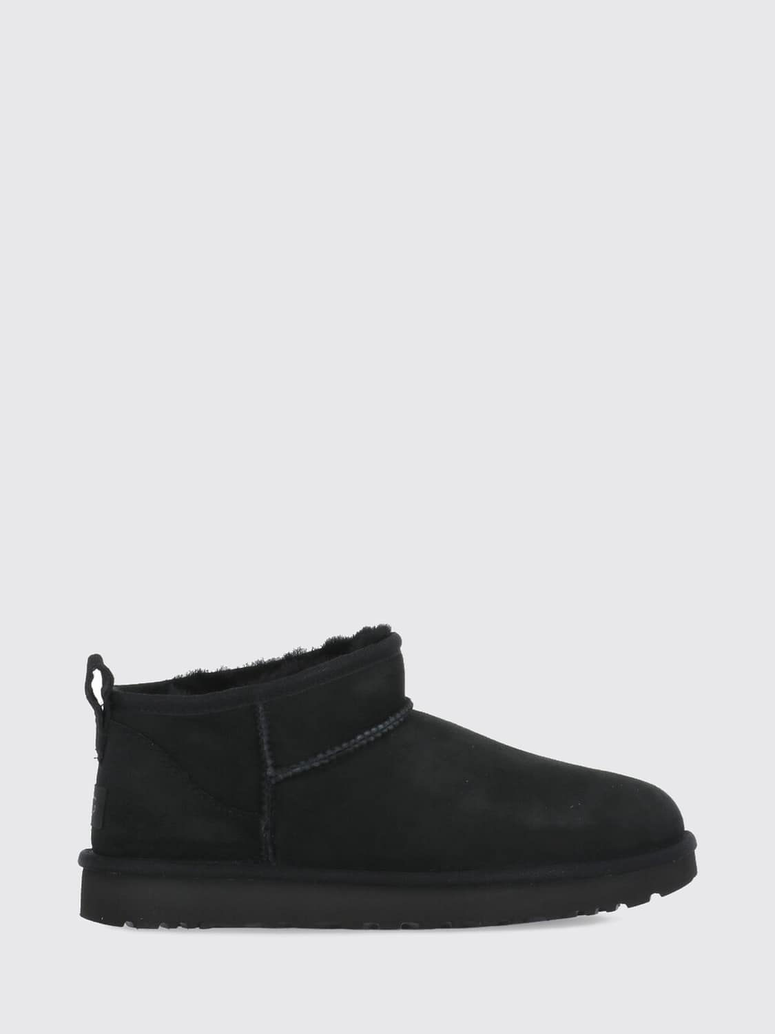 UGG BOOTS: UGG Classic Ultra Mini Suede Ankle Boots, Black - Img 1