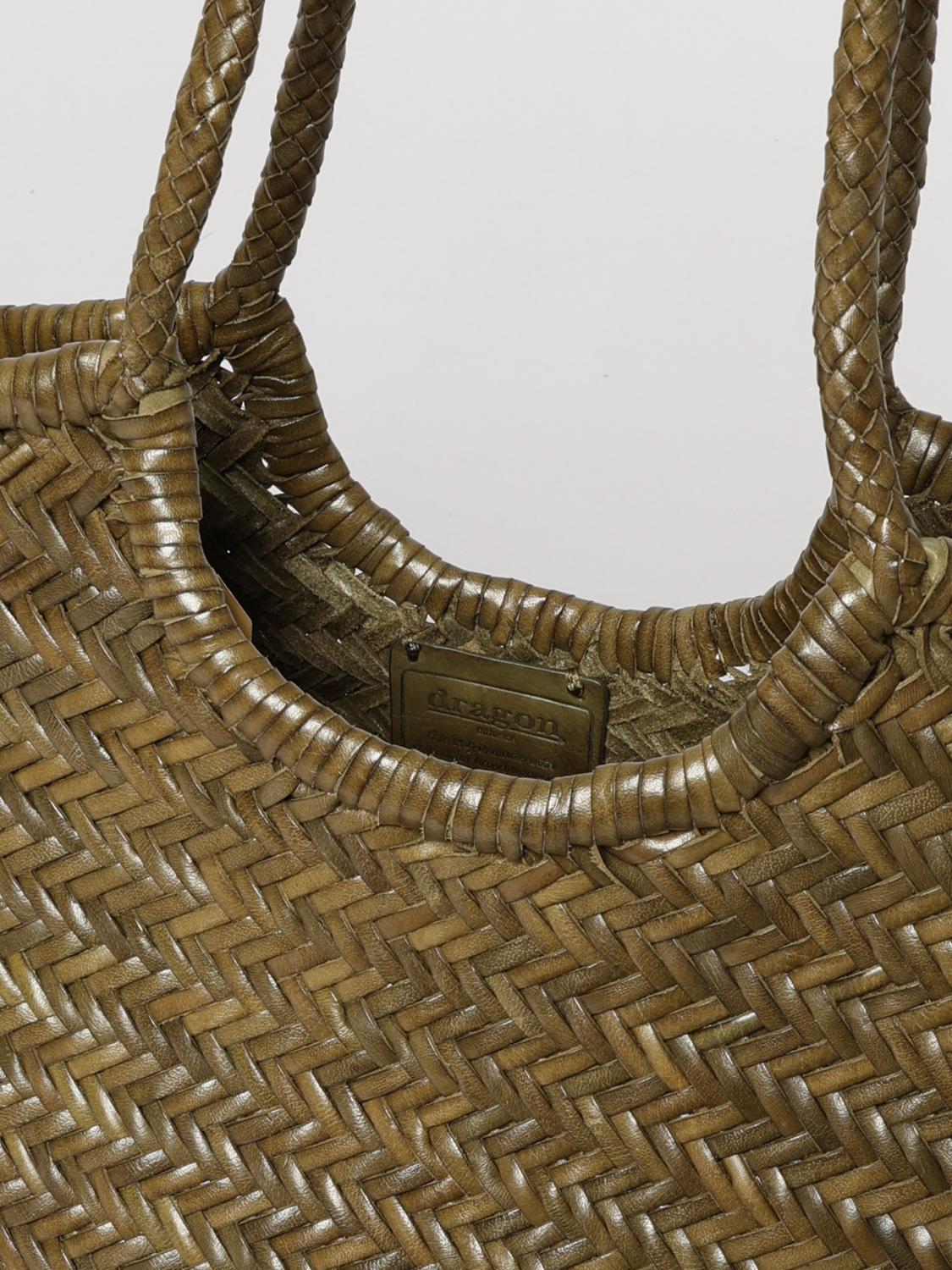 DRAGON DIFFUSION SCHULTERTASCHE: Geflochtene Ledertasche von Dragon Diffusion, Kaki - Img 3