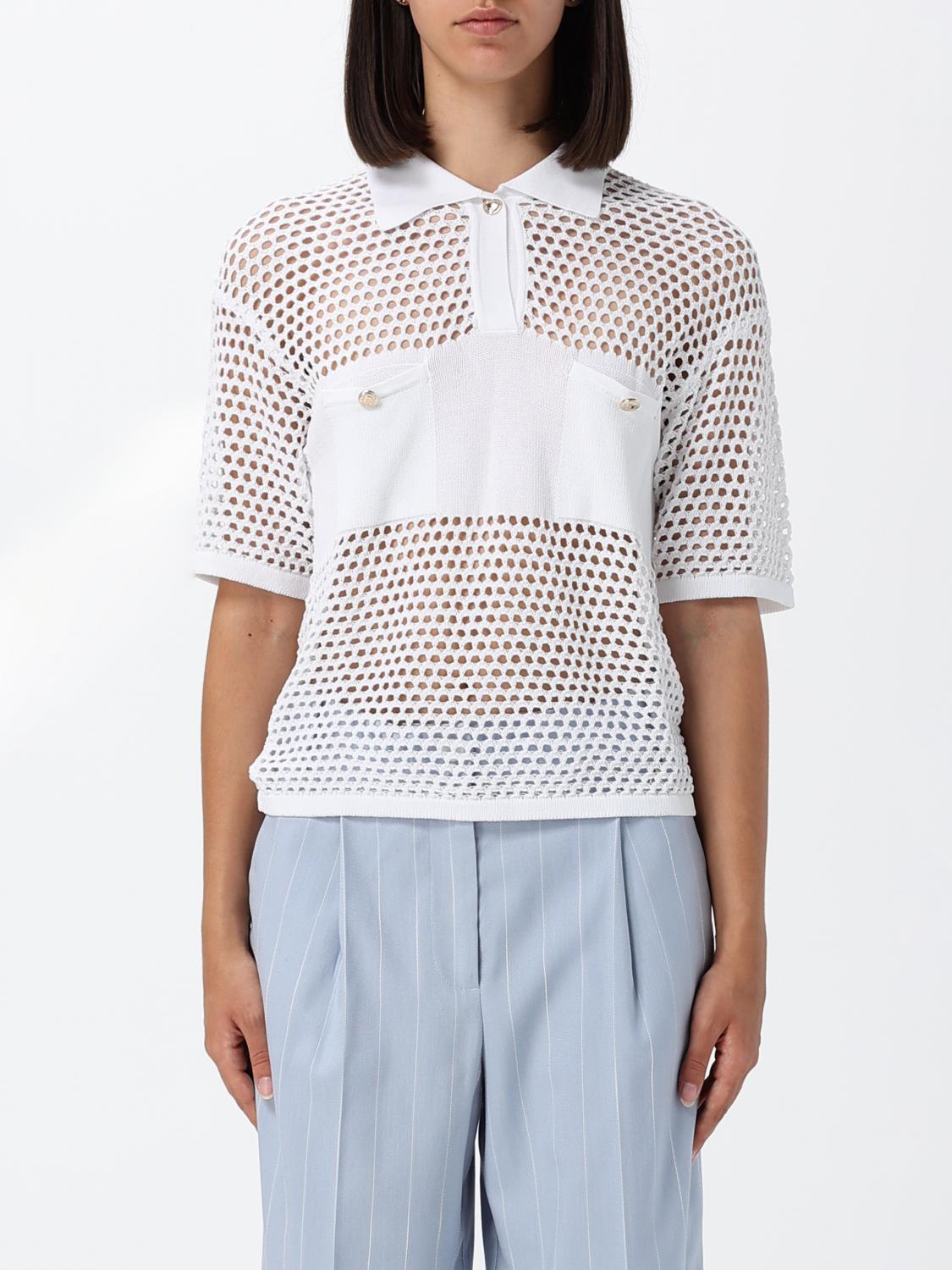 ACTITUDE TWINSET POLO: Polo in viscosa a rete Actitude Twinset, Bianco - Img 1