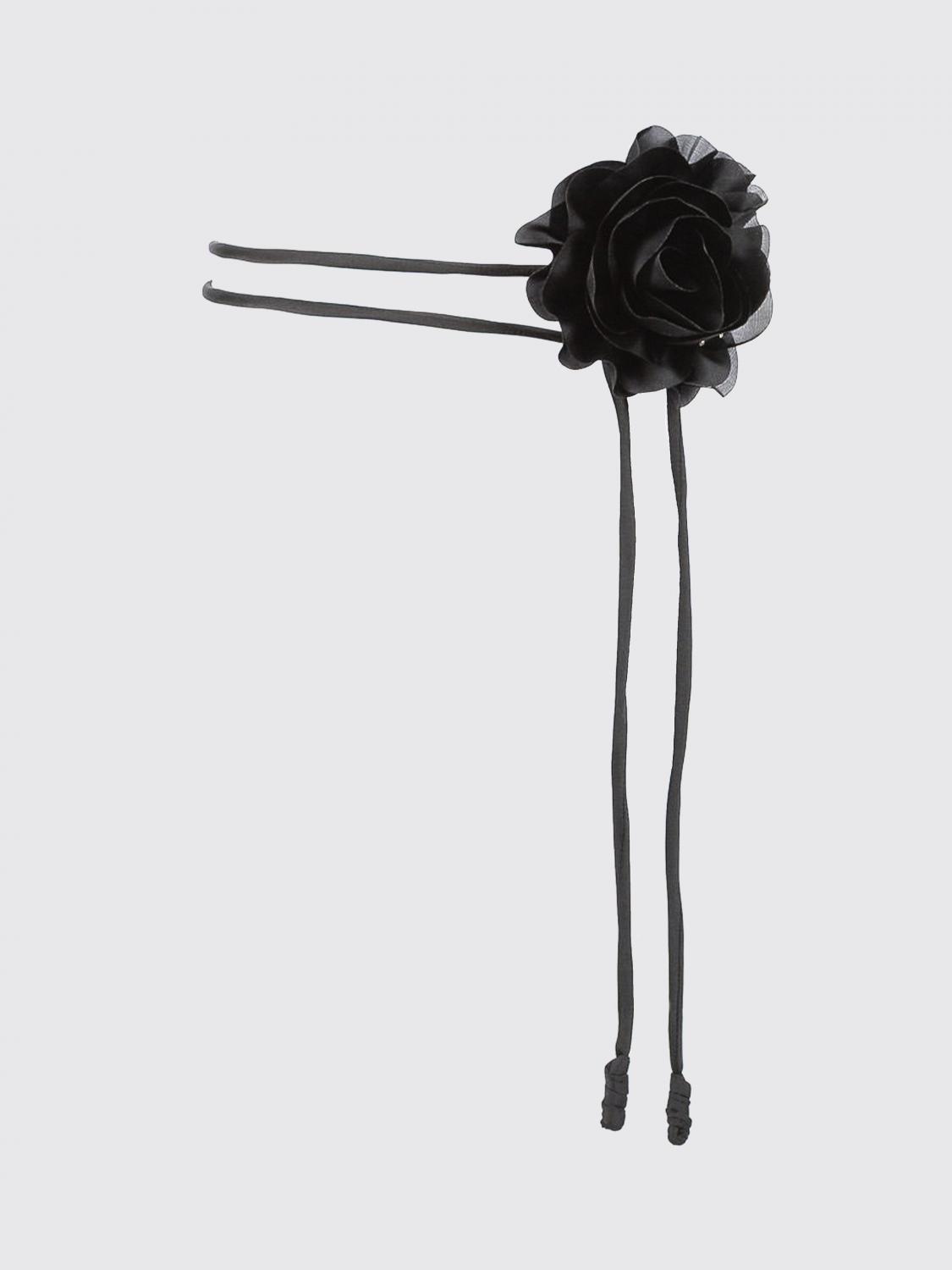 ACTITUDE TWINSET GIOIELLO: Collana in poliestere con fiore Actitude Twinset, Nero - Img 1