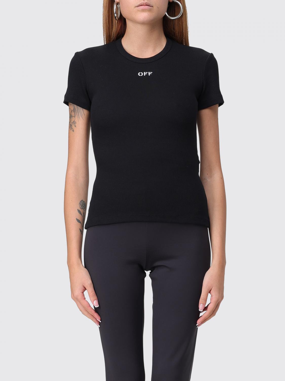 OFF-WHITE T-SHIRTS: T-shirt girocollo Off-White in jersey con logo , Nero - Img 1
