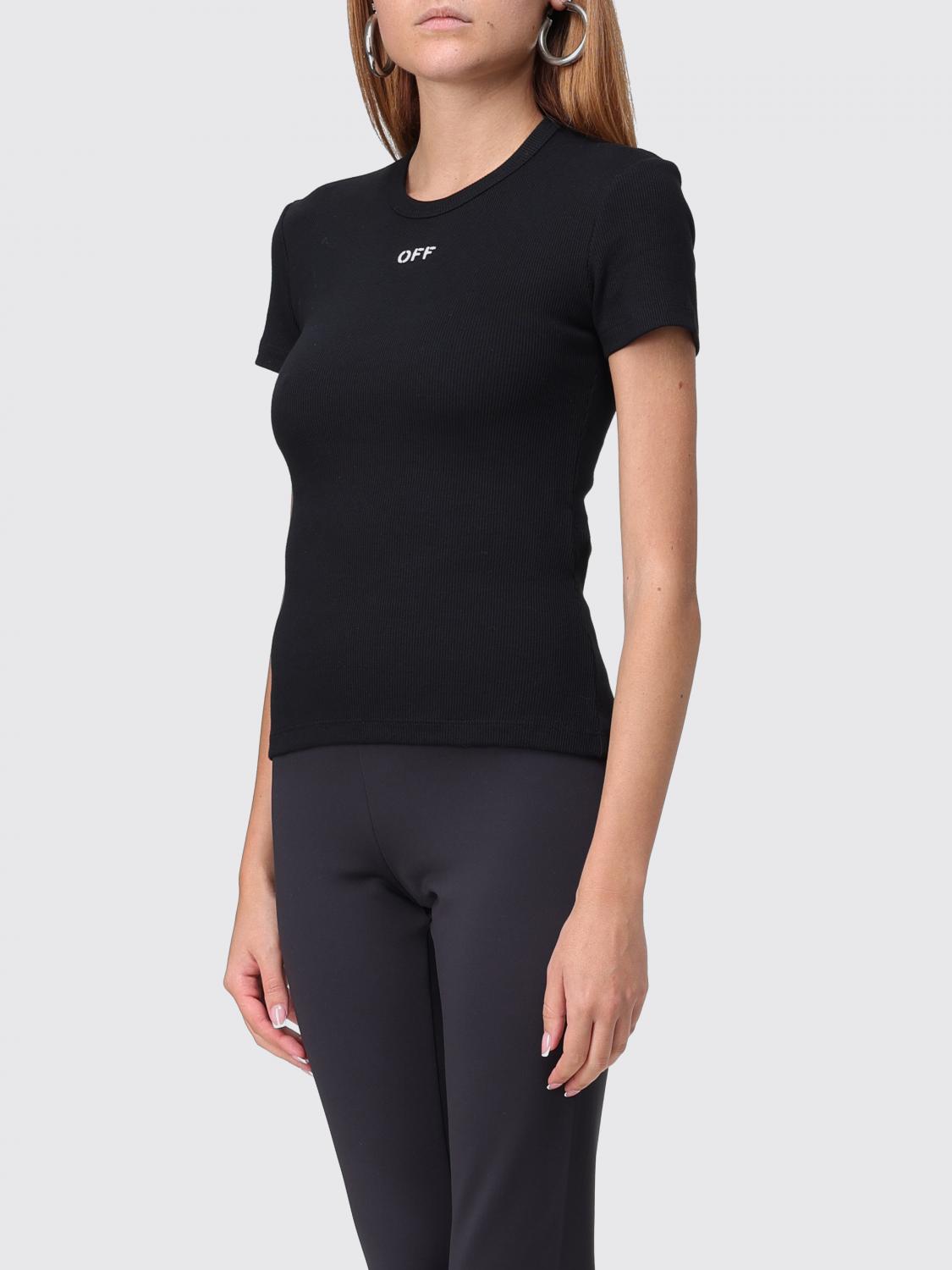 OFF-WHITE T-SHIRTS: T-shirt girocollo Off-White in jersey con logo , Nero - Img 4