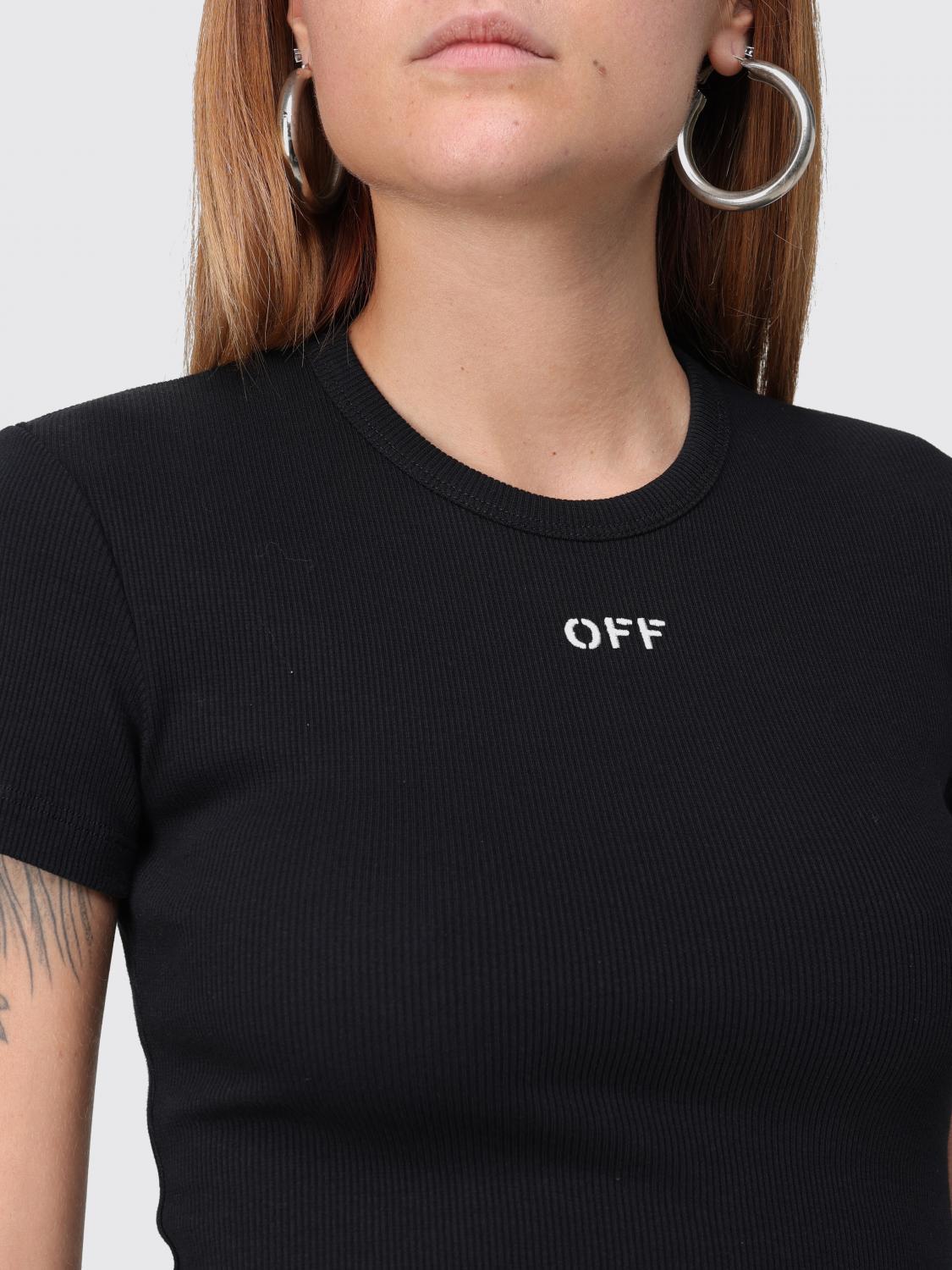 OFF-WHITE T-SHIRTS: T-shirt girocollo Off-White in jersey con logo , Nero - Img 5