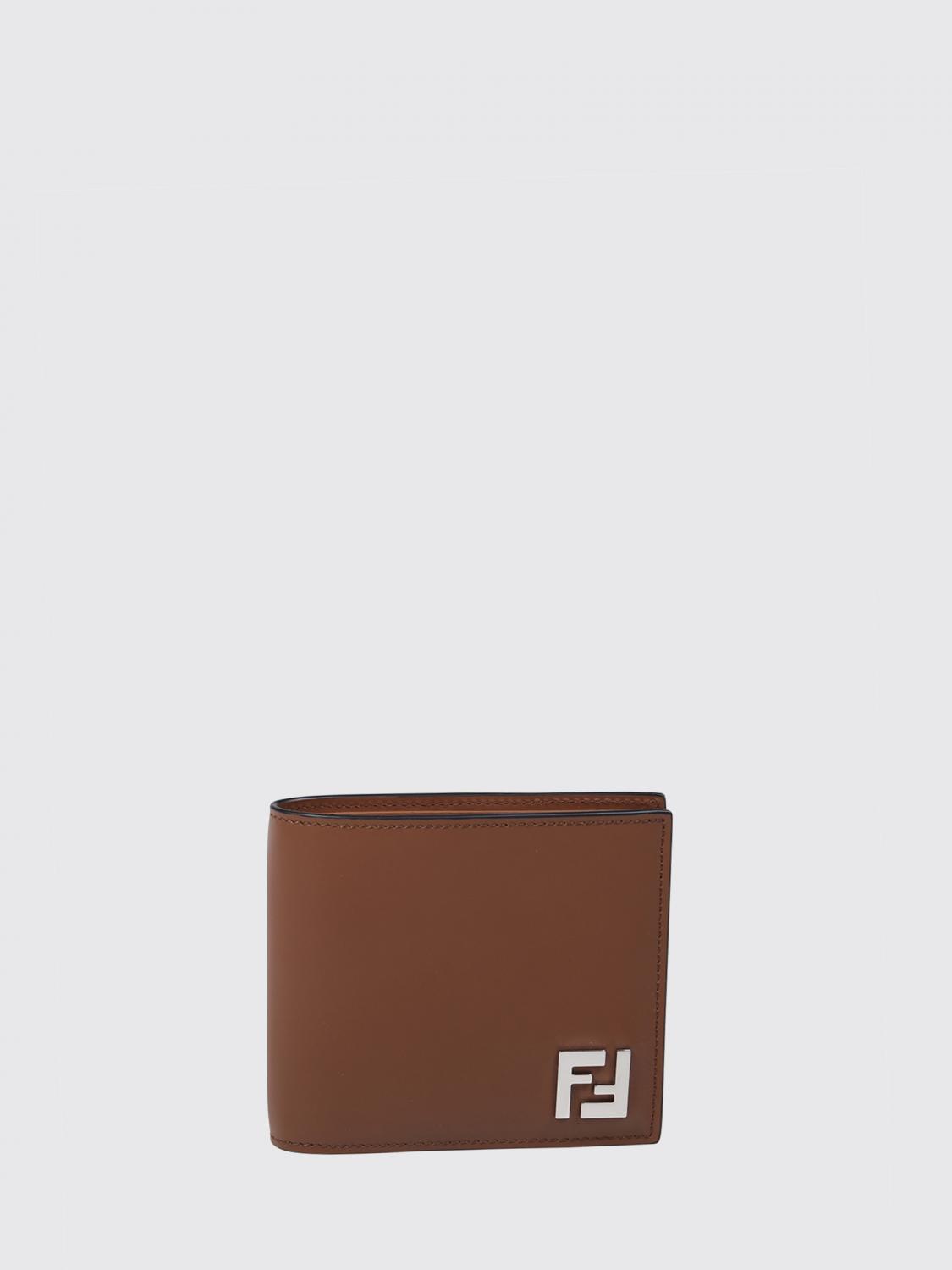 FENDI 財布: Fendi FF Squared サフィアーノコーティングレザーコットンウォレット, ブラウン - Img 1
