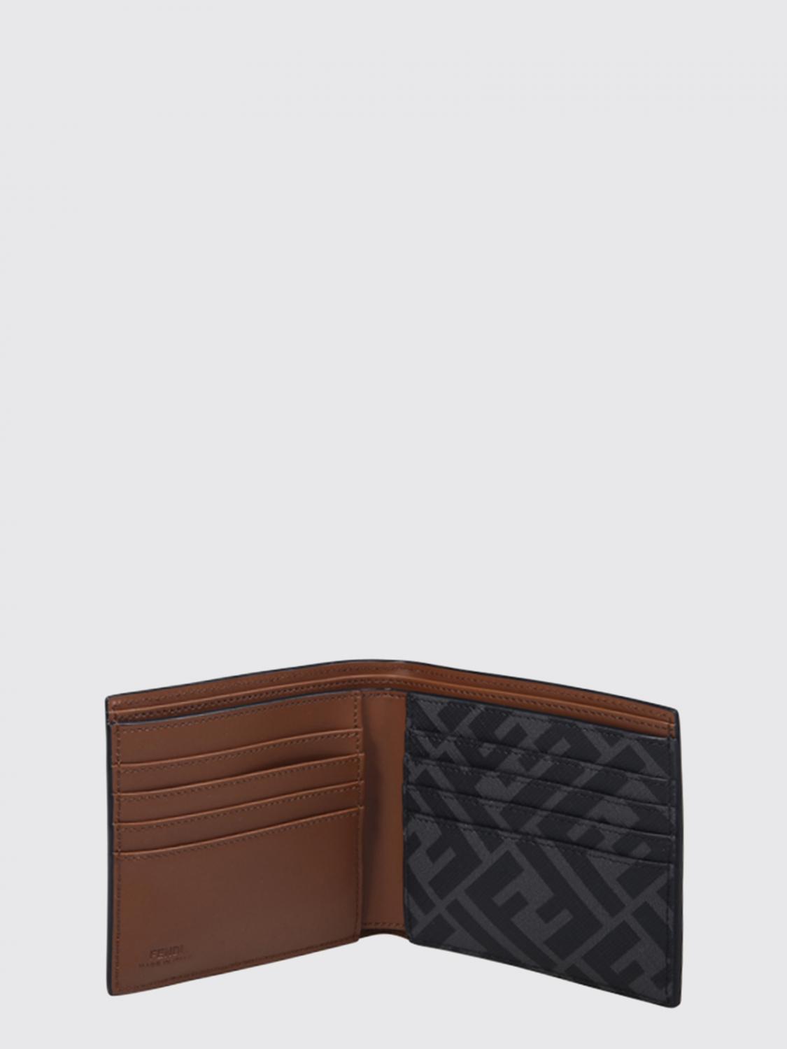 FENDI 財布: Fendi FF Squared サフィアーノコーティングレザーコットンウォレット, ブラウン - Img 2