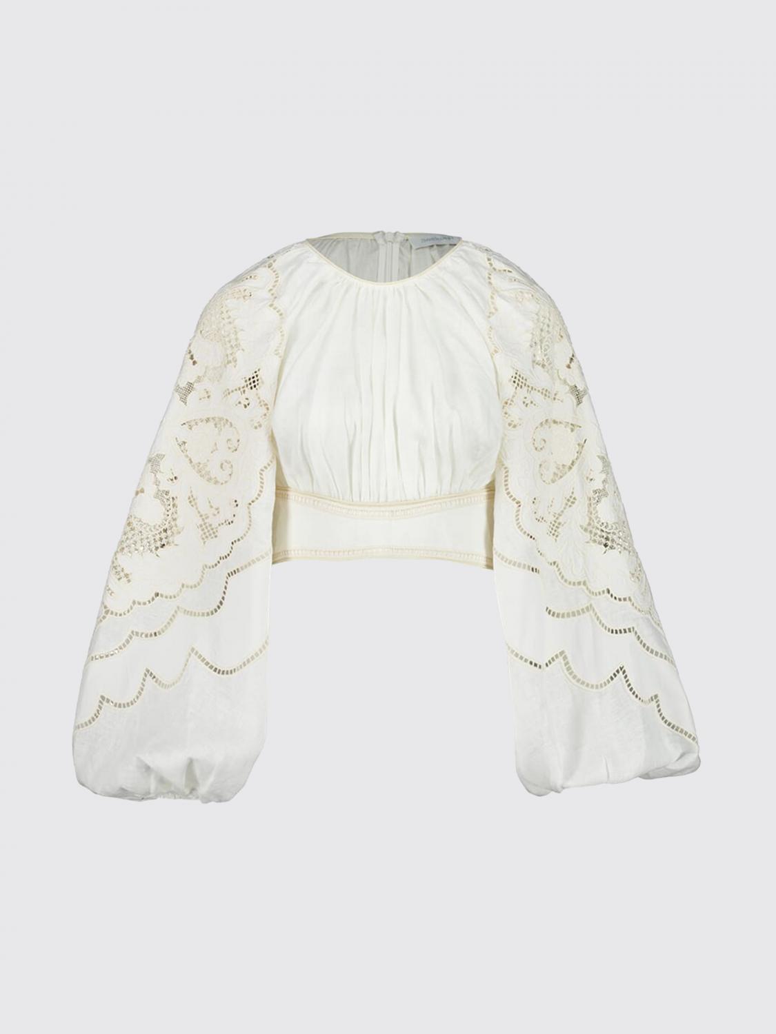 ZIMMERMANN TOP: Blusa crop di lino ricamato Zimmermann, Panna - Img 2