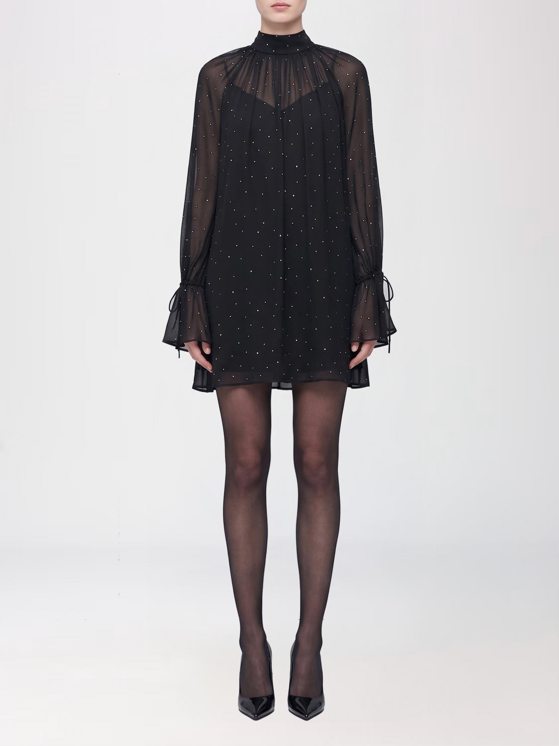 STAUD ABITO: Abito mini Staud in viscosa con strass , Nero - Img 1