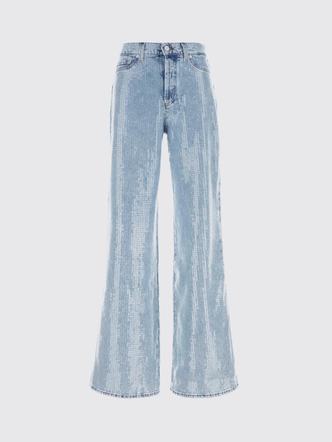 7 FOR ALL MANKIND VAQUEROS: Jeans acampanados de denim con lentejuelas 7 For All Mankind, Azul Claro - Img 2