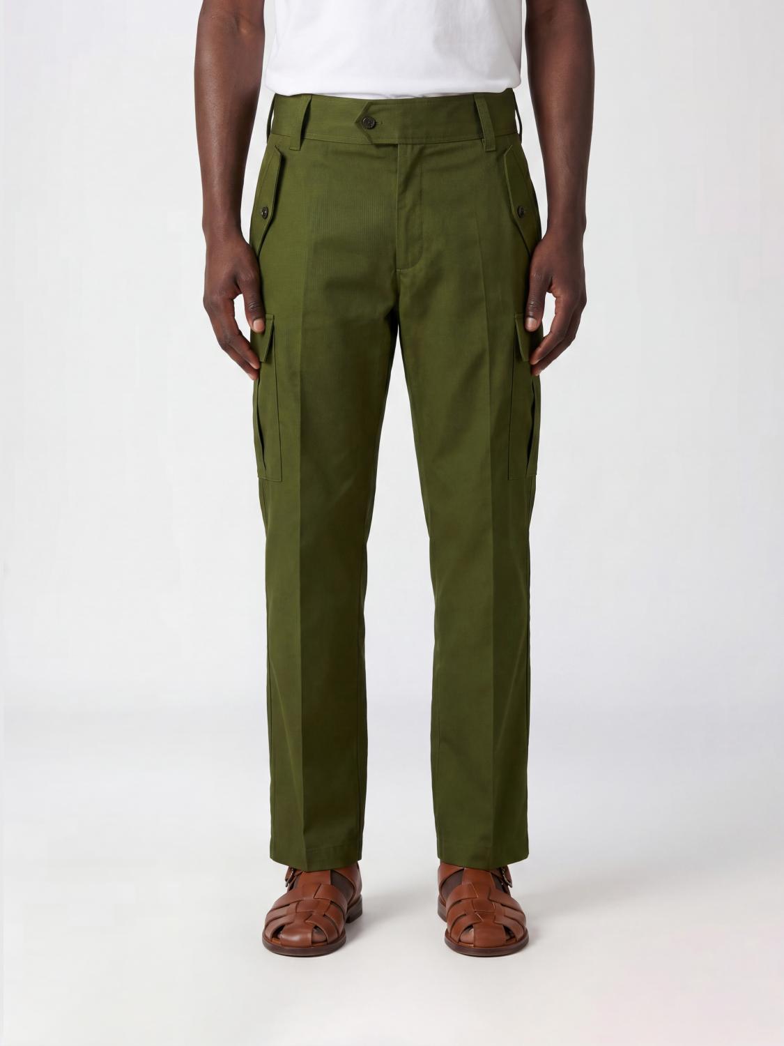 MCQUEEN 팬츠: McQueen 코튼 카고 팬츠, 카키 - Img 1