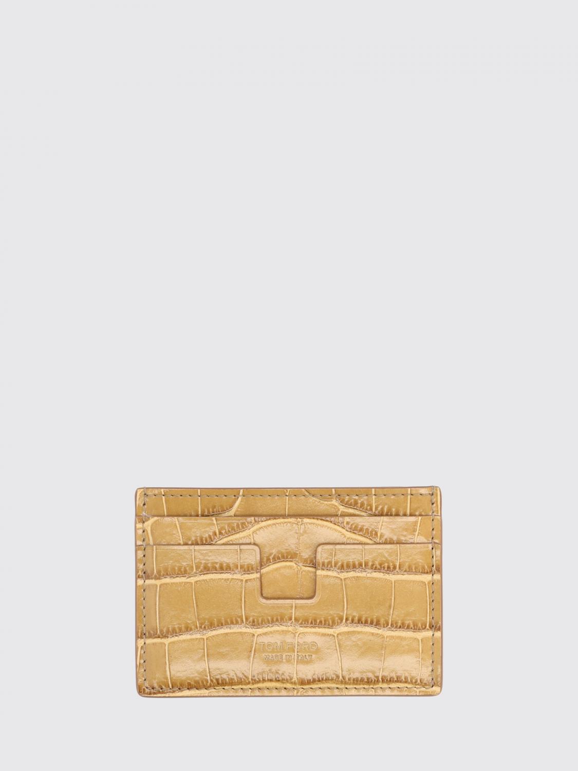 TOM FORD 財布: Tom Ford クロコダイルプリントレザーカードホルダー, イエロー - Img 1