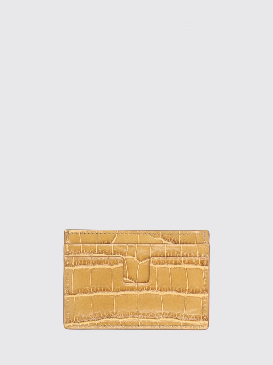 TOM FORD 財布: Tom Ford クロコダイルプリントレザーカードホルダー, イエロー - Img 2