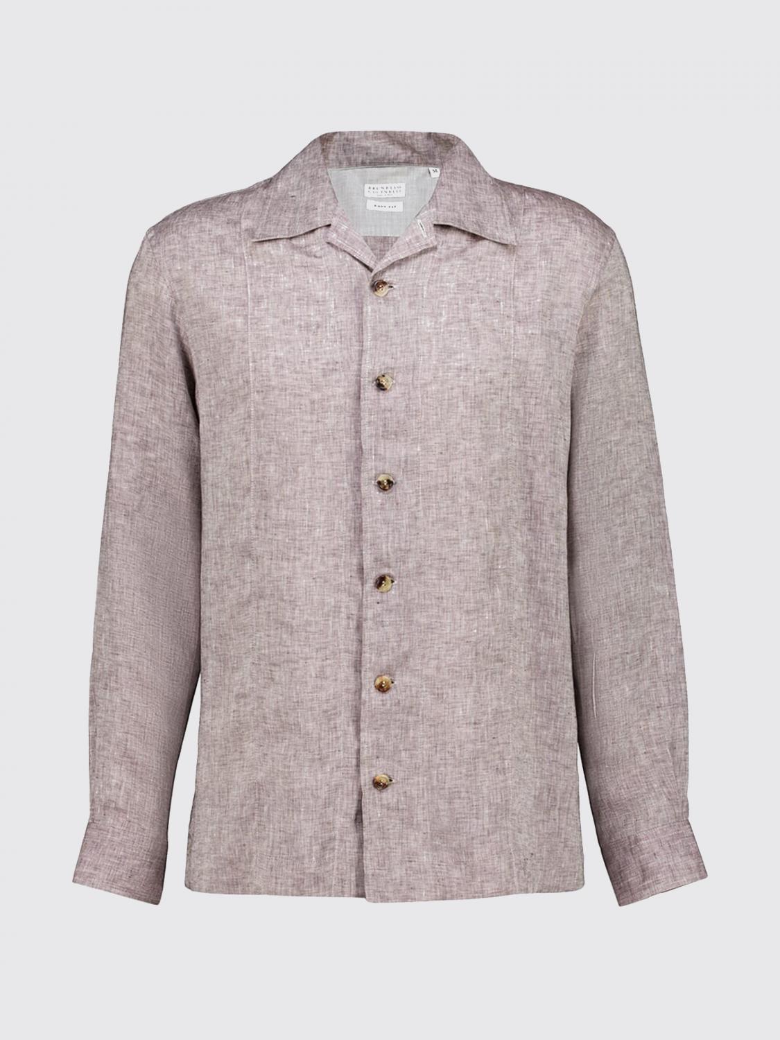 BRUNELLO CUCINELLI CAMICIA: Camicia casual Brunello Cucinelli in lino , Marrone - Img 2